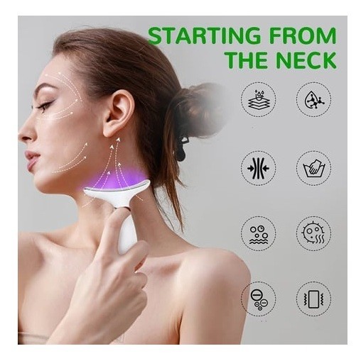 Rechargeable Face & Neck Beauty Device 7 Modes LED Massage Skin Care Tool USB