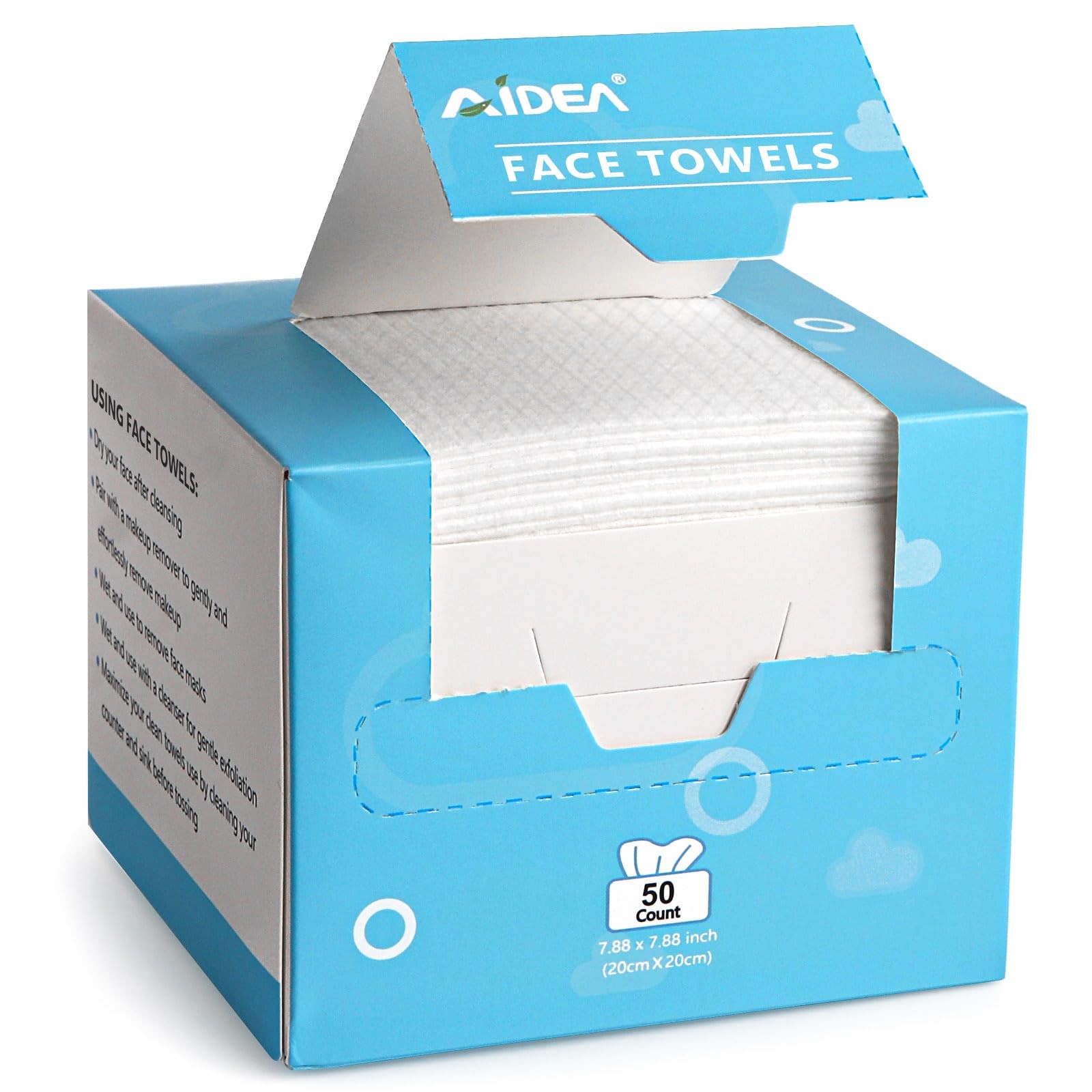 AIDEA Face Towels Disposable-50Ct, Facial Cleansing 1 Count (Pack of 50)