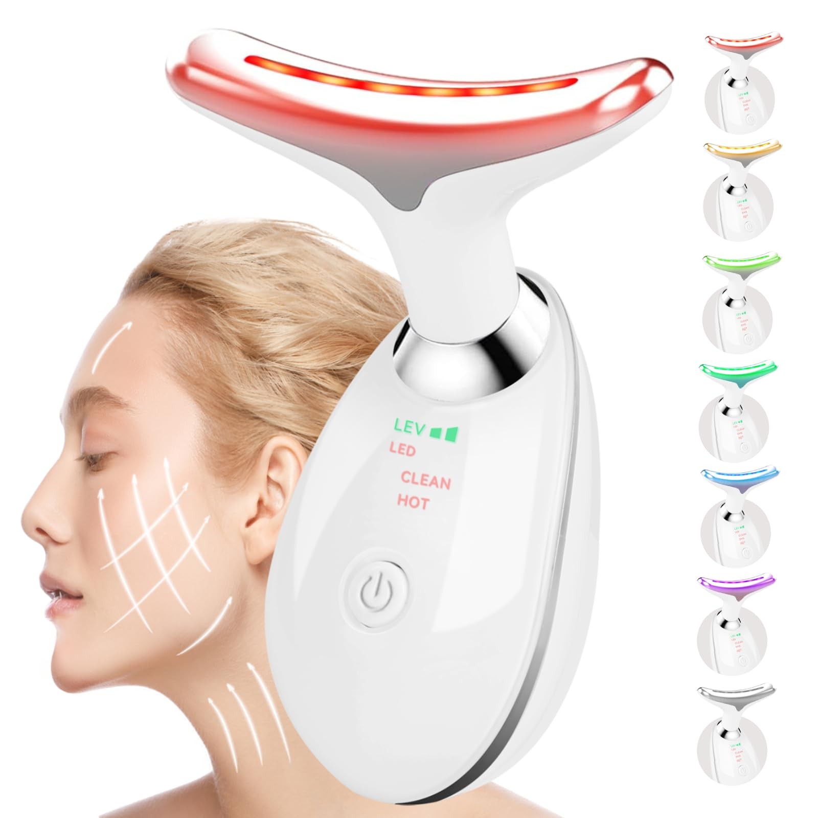Face and Neck Massager T𝗈𝗈I, 7 C𝗈I𝗈r Facial for White