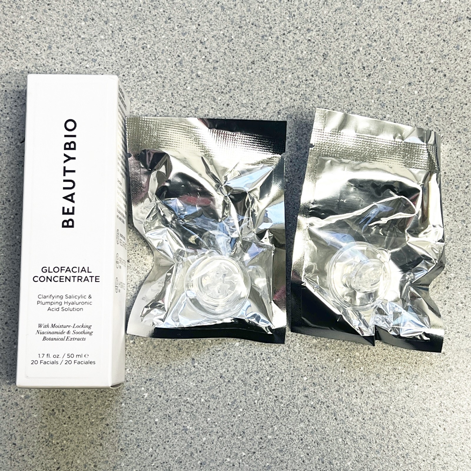 BeautyBio GloFacial Concentrate Solution 1.7 oz & 2 Treatment Tips NEW