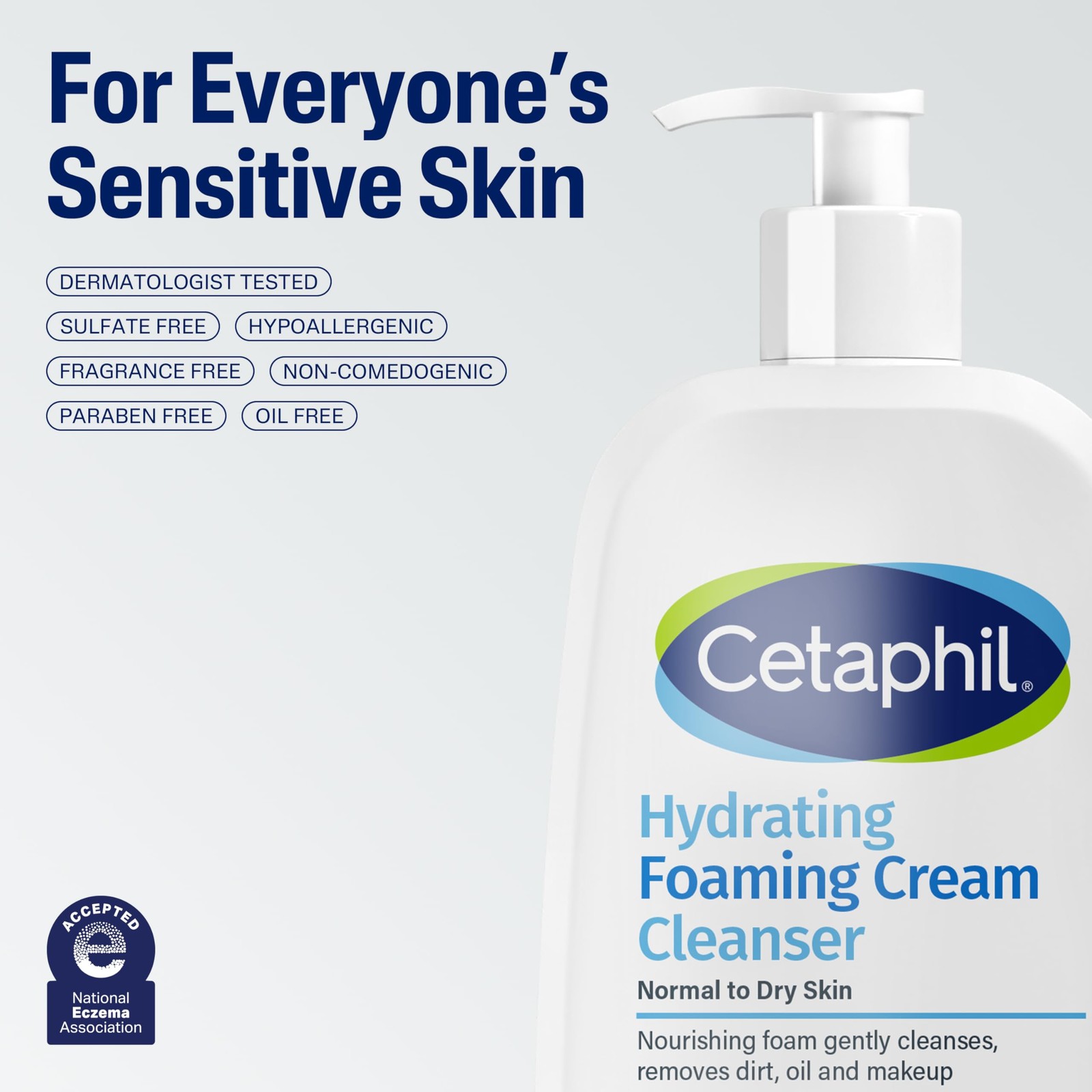 Cetaphil Cream to Foam Face Wash, Hydrating 16 Fl Oz (Pack of 1), white