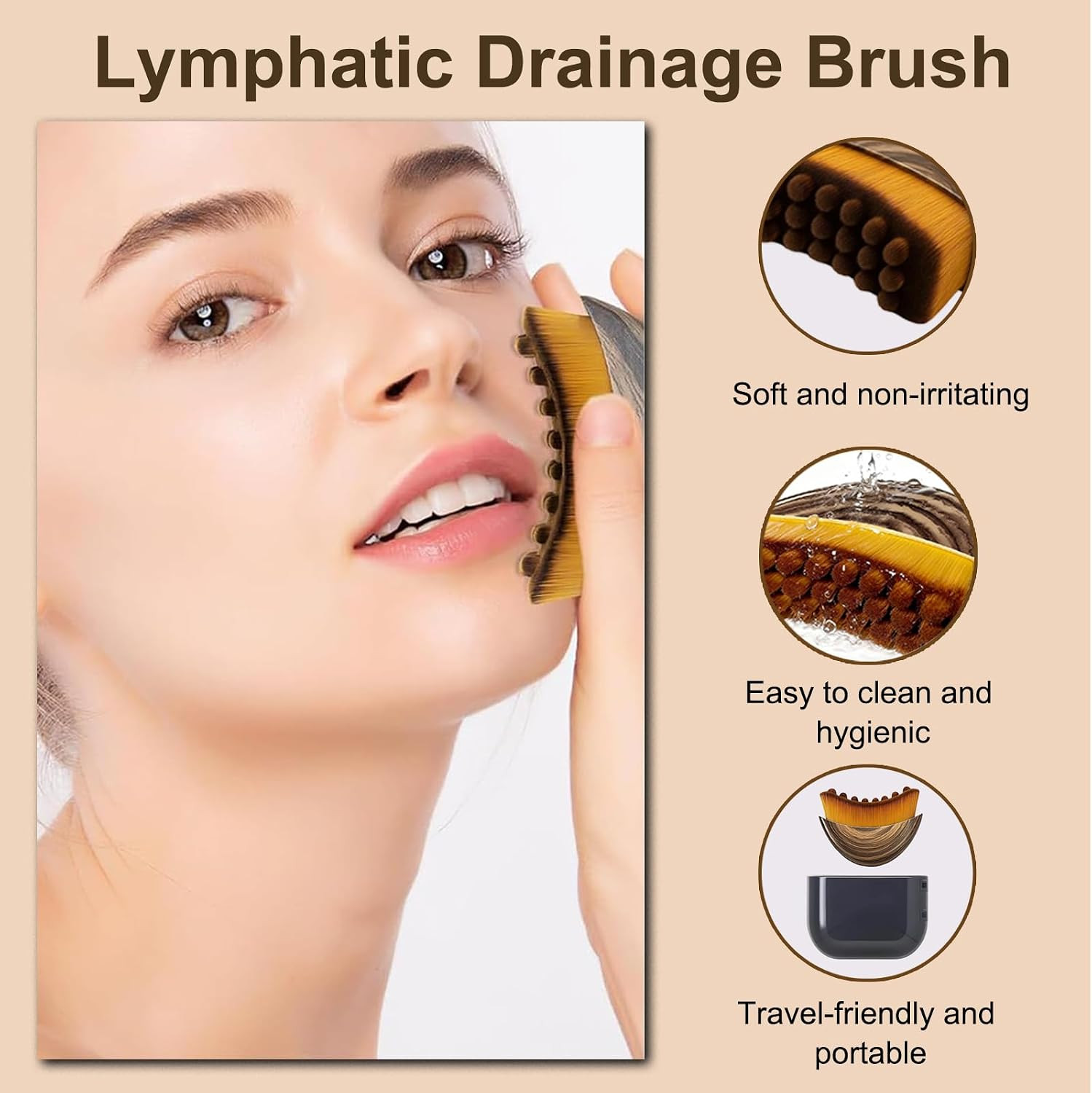 2 PCS Lymphatic Contour Face Brush, Face Brush for Lymphatic Drainage, Natura…