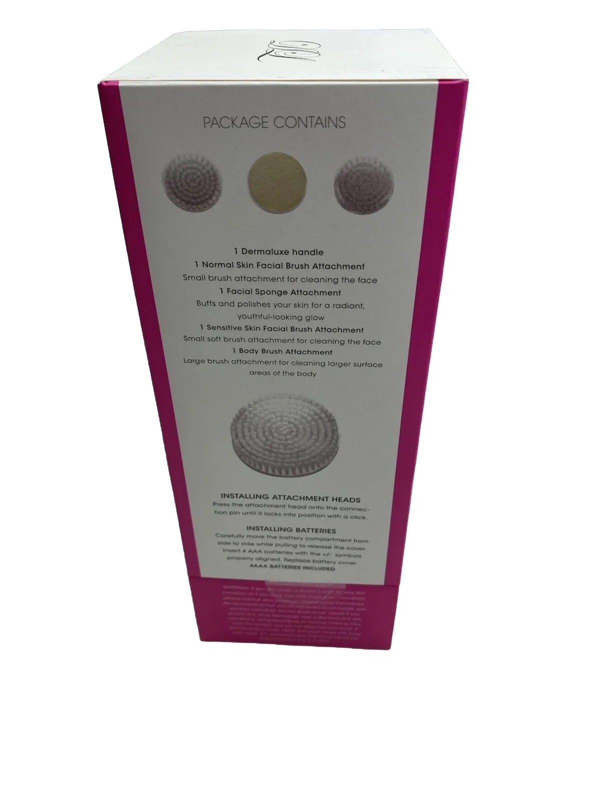 Derma Luxe Advanced Facial Cleansing Brush 2 Speeds 4 Brush Heads Deep Skincare