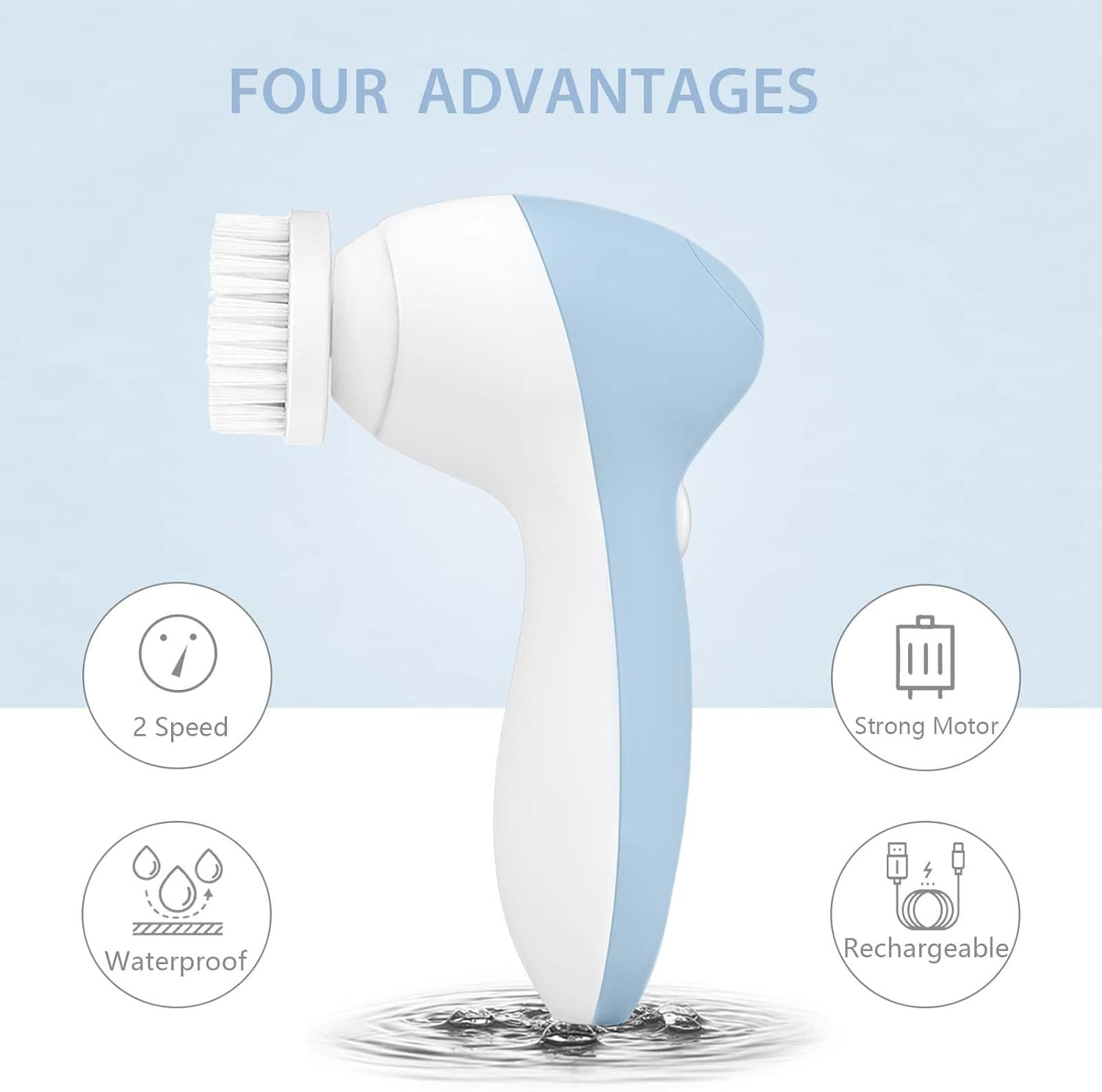 Rechargeable Facial Cleansing Spin Brush Set 7 Heads Exfoliating System