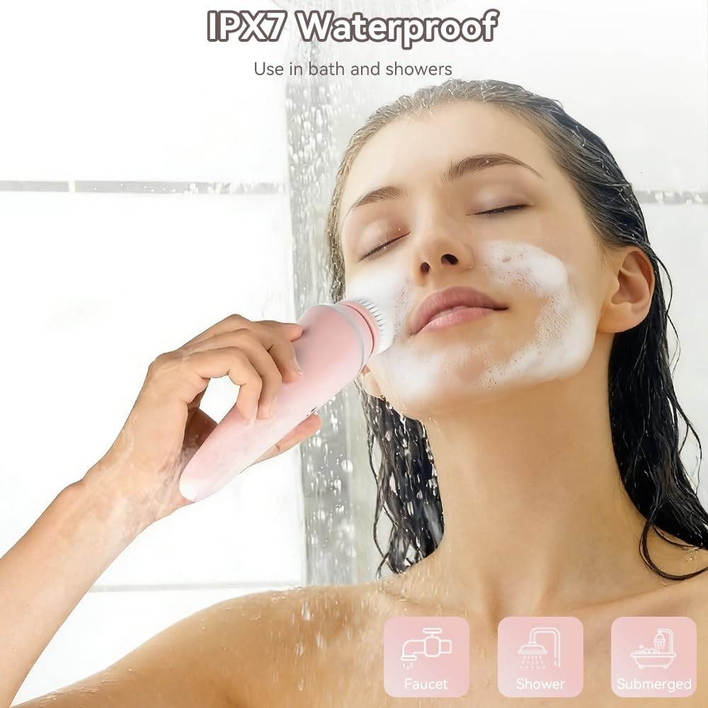 Brush, 3 Speeds Adjustable Cleansing Brush with Base, Waterproof & Rechargeab…