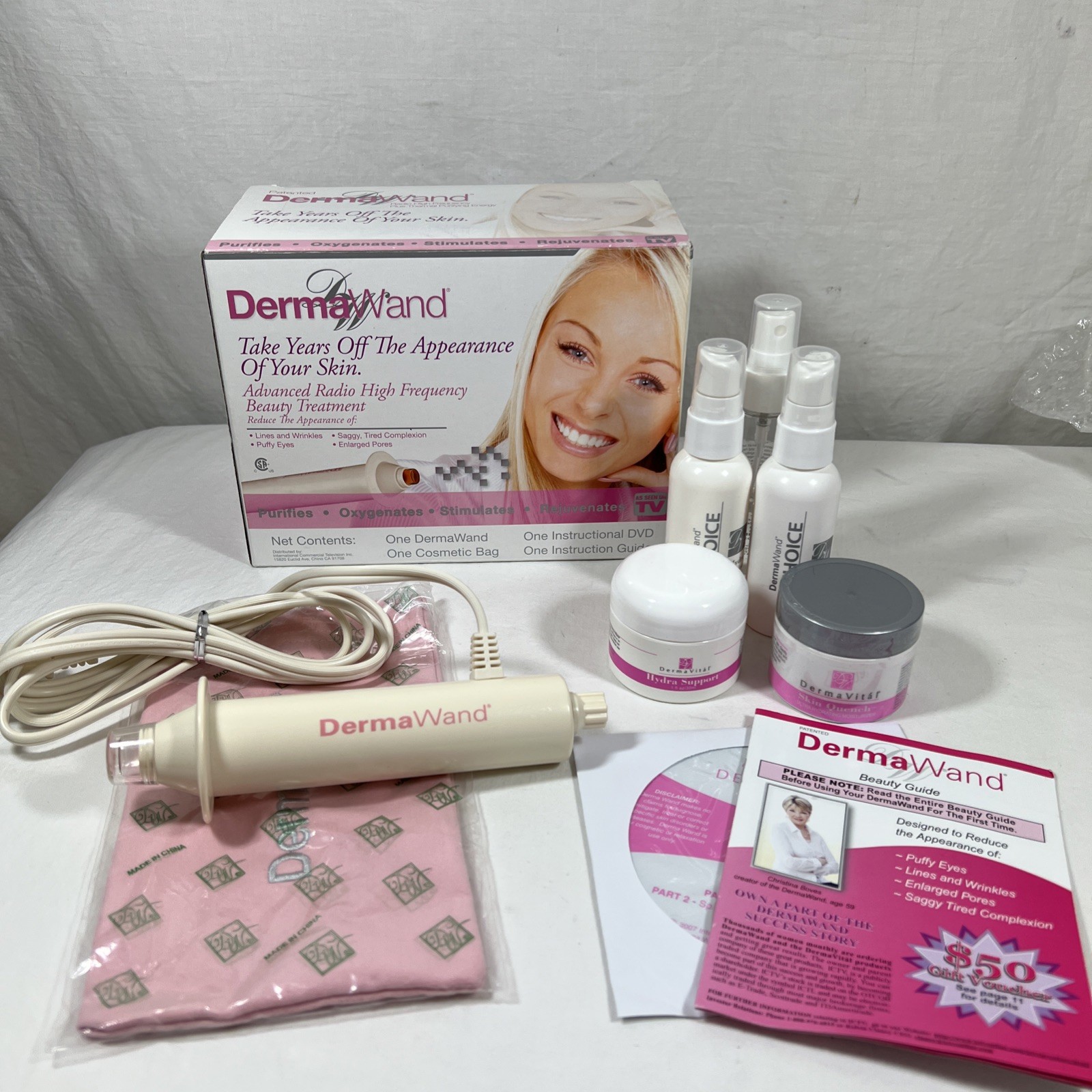 (NEW) DermaWand Advanced Radio High Frequency Beauty Treatment Device + Products