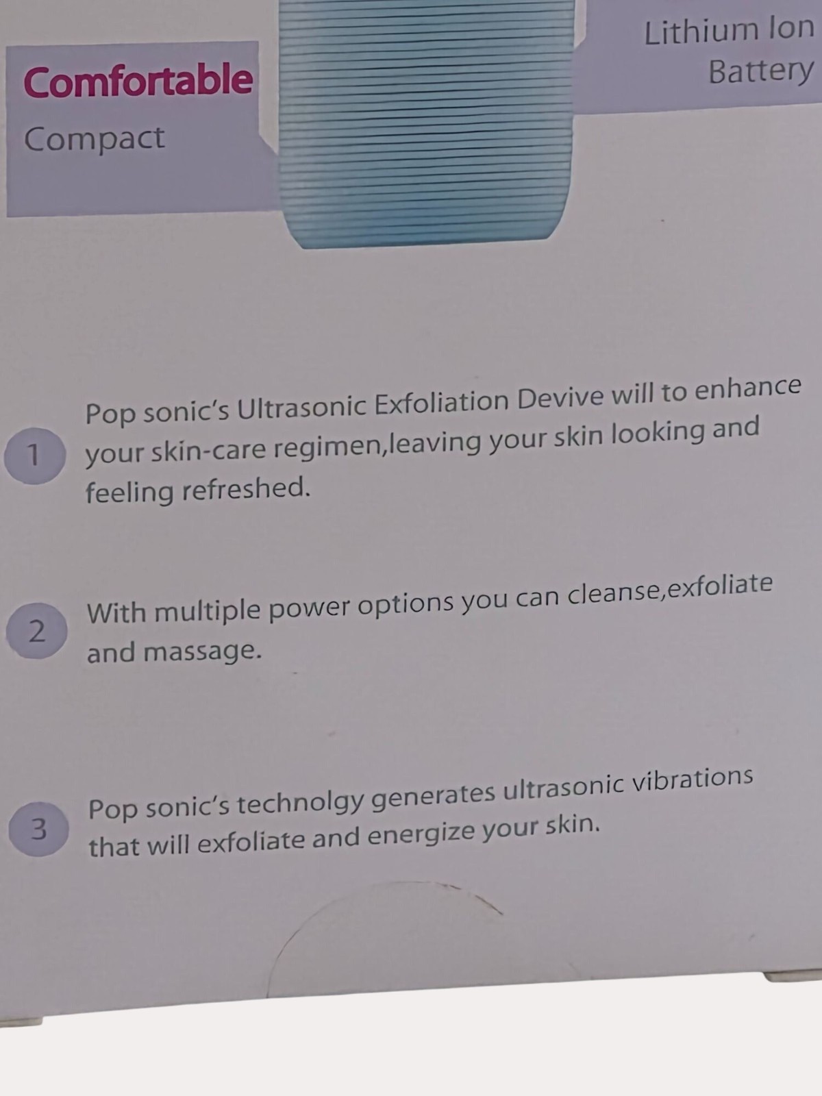 Pop Sonic Buff 2.0 Ultrasonic Exfoliation Device Refresh Exfoliate & Infuse Co