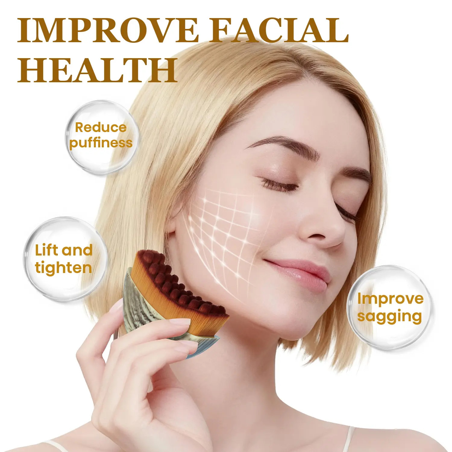 Cotsoco Lymphatic Contour Face Brush for Jawline & Chin Sculpting, Soft Bristles