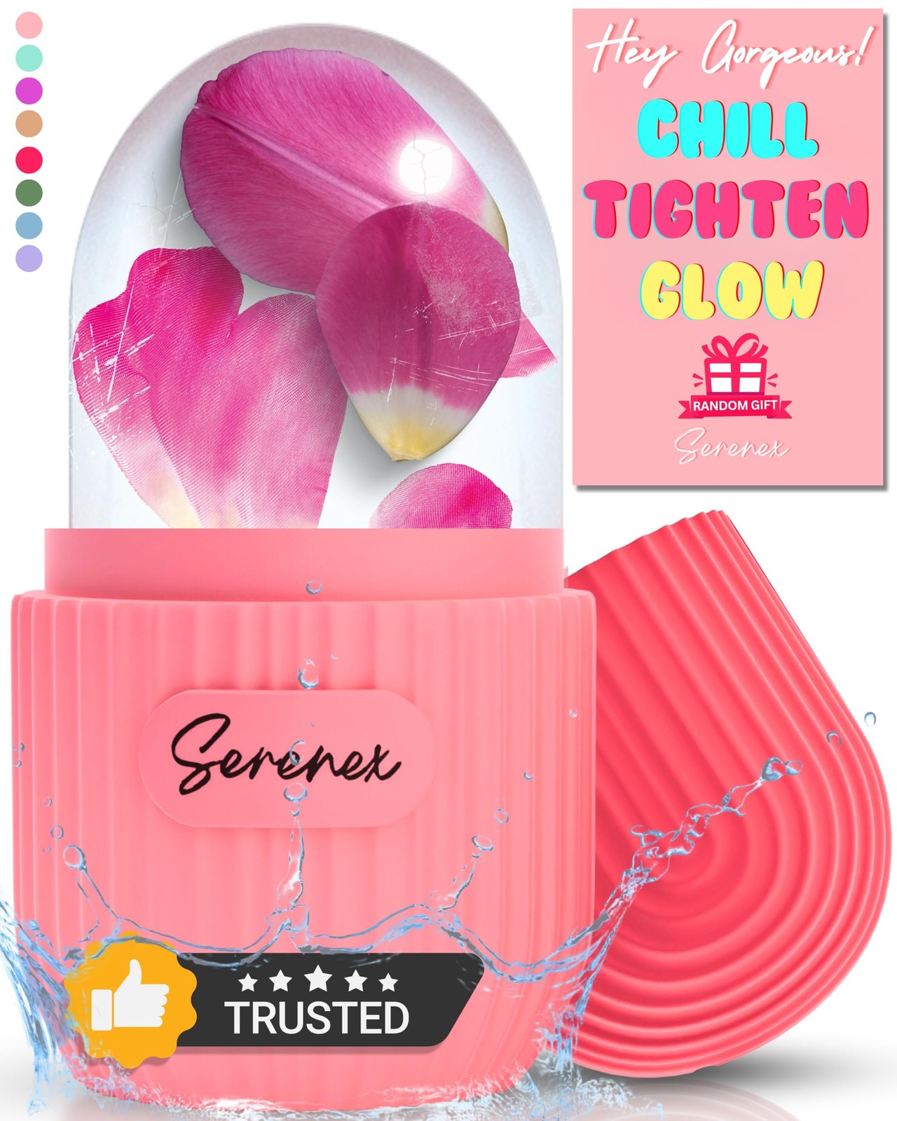 Serenex Ice Cube Roller for Face, Eyes & Compact Small, Peachy Coral Charm