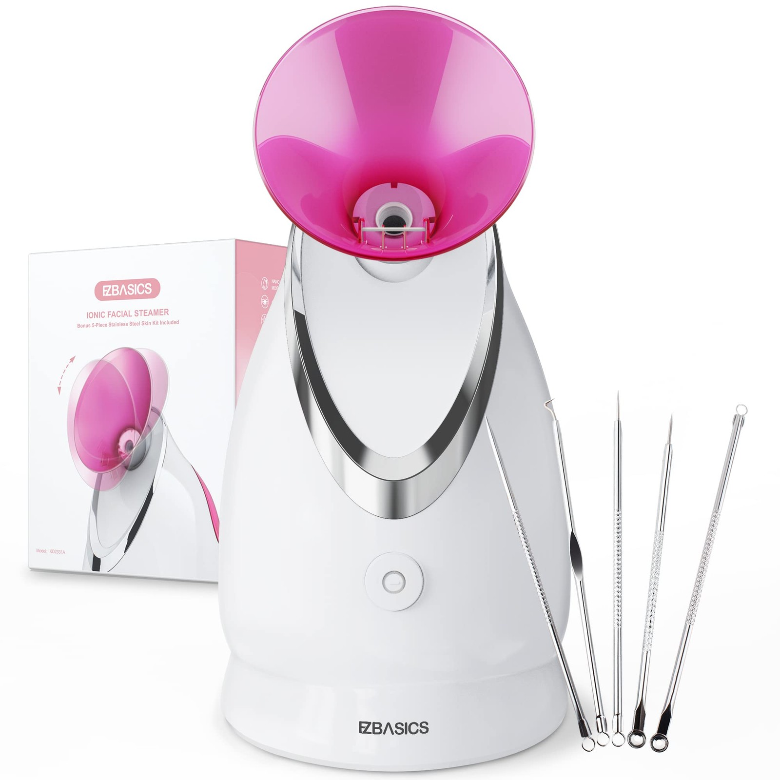 EZBASICS Ionic Facial Steamer 6 Piece Set Moisturizes Skin Aromatherapy Gift