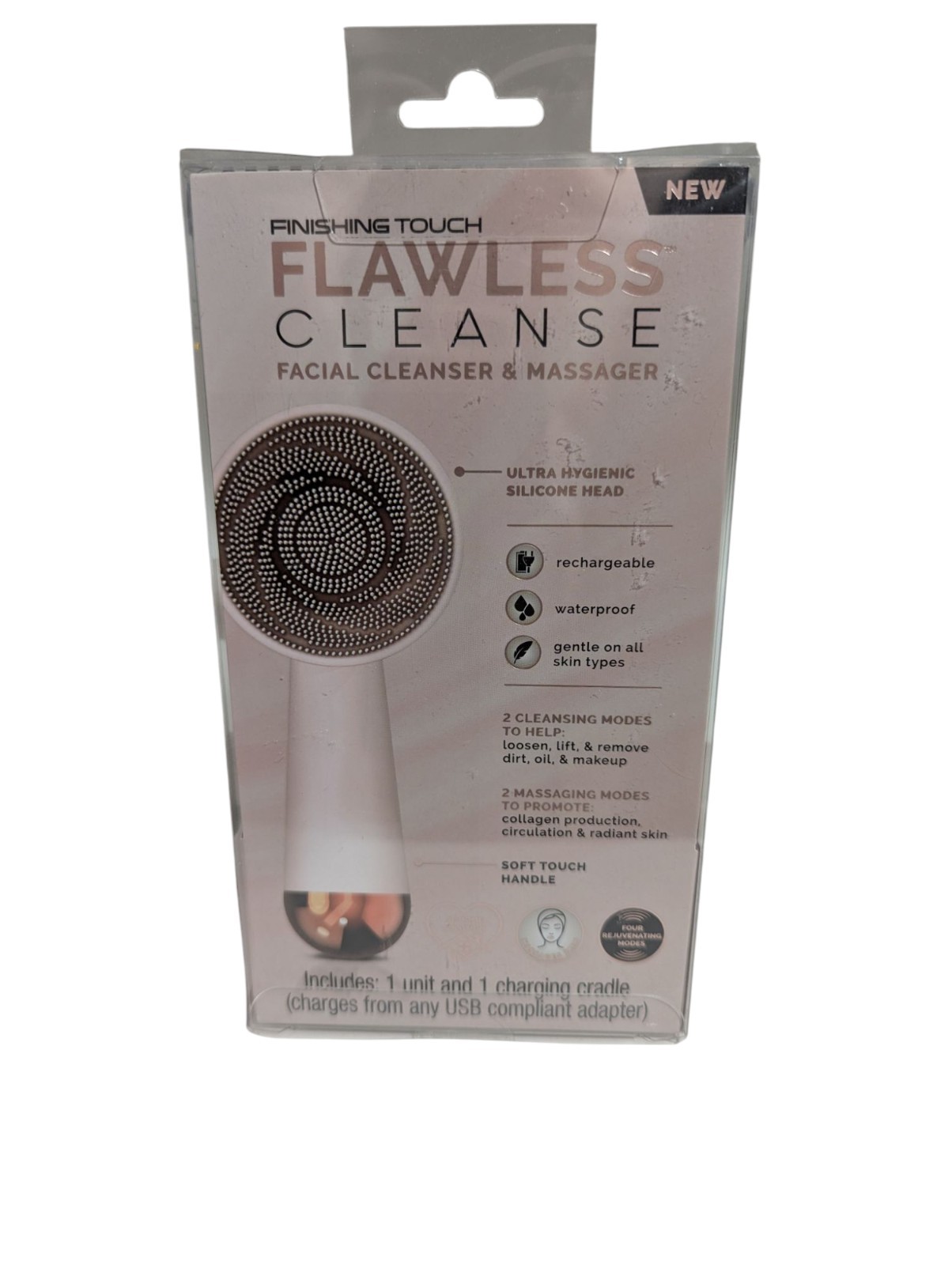 Finishing Touch Flawless Cleanse Massager Rechargeable 4 Modes NEW