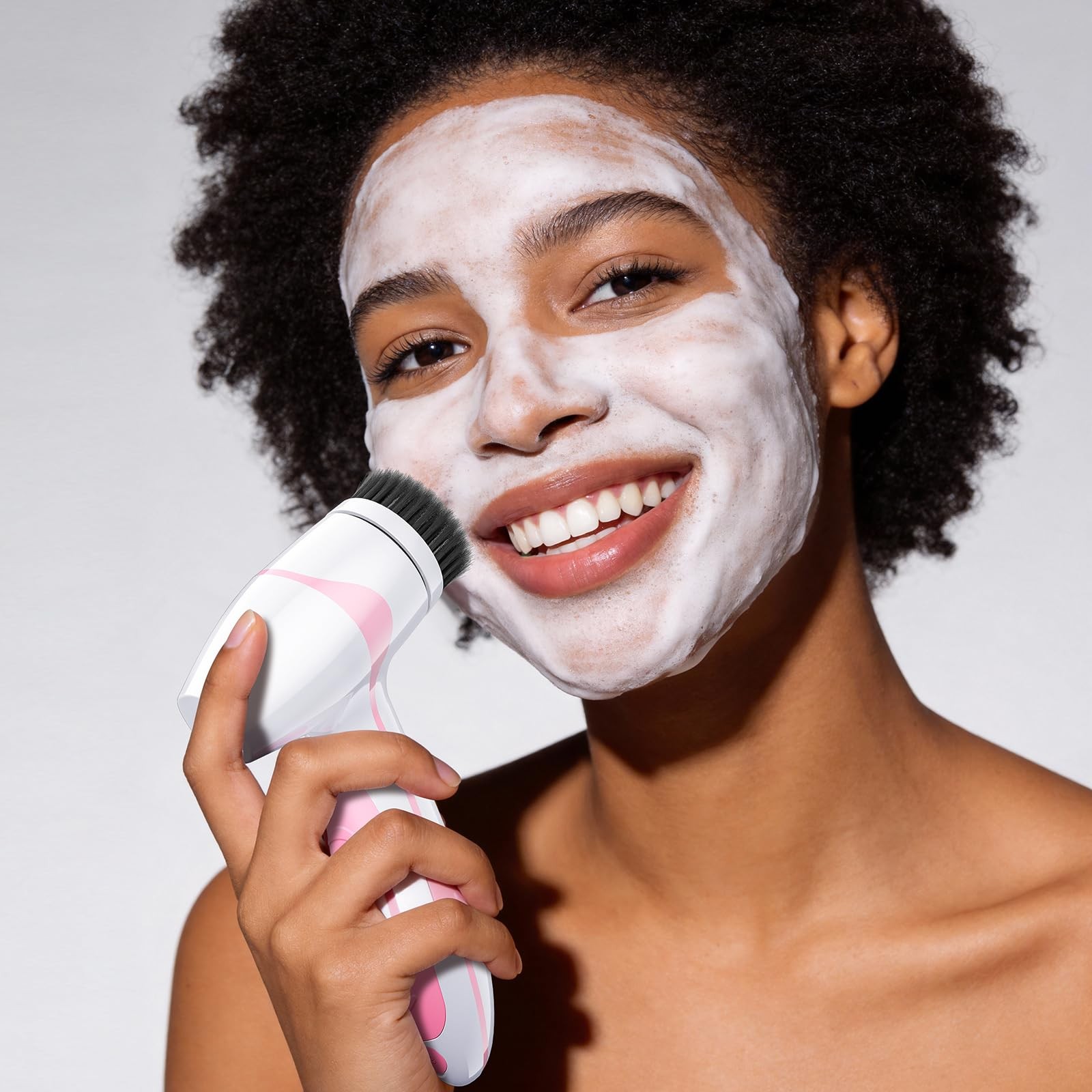 AuraBea Rechargeable Facial Cleansing Brush – Dual Rotating Electric Pink