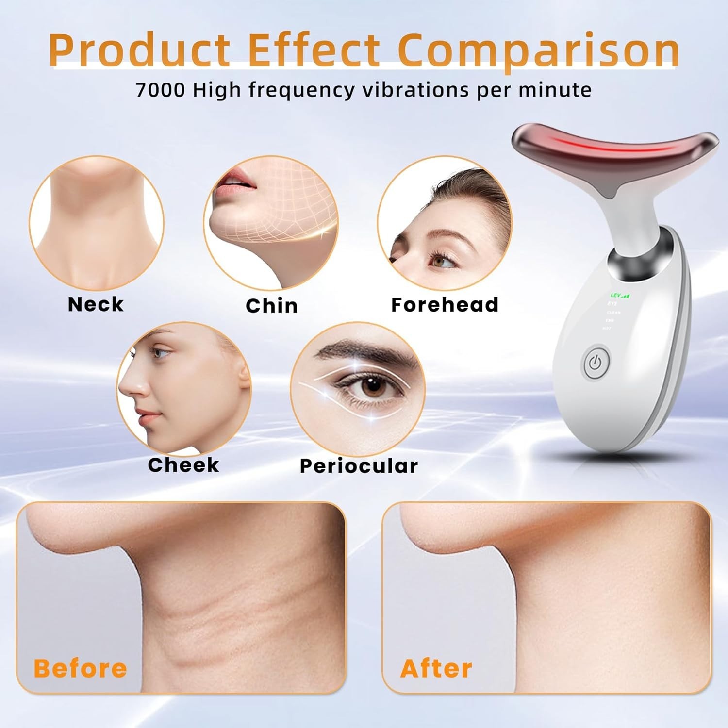 Gently Lifting 7 Color LED Beauty Device: Thermal & Vibration for Skin Wellness