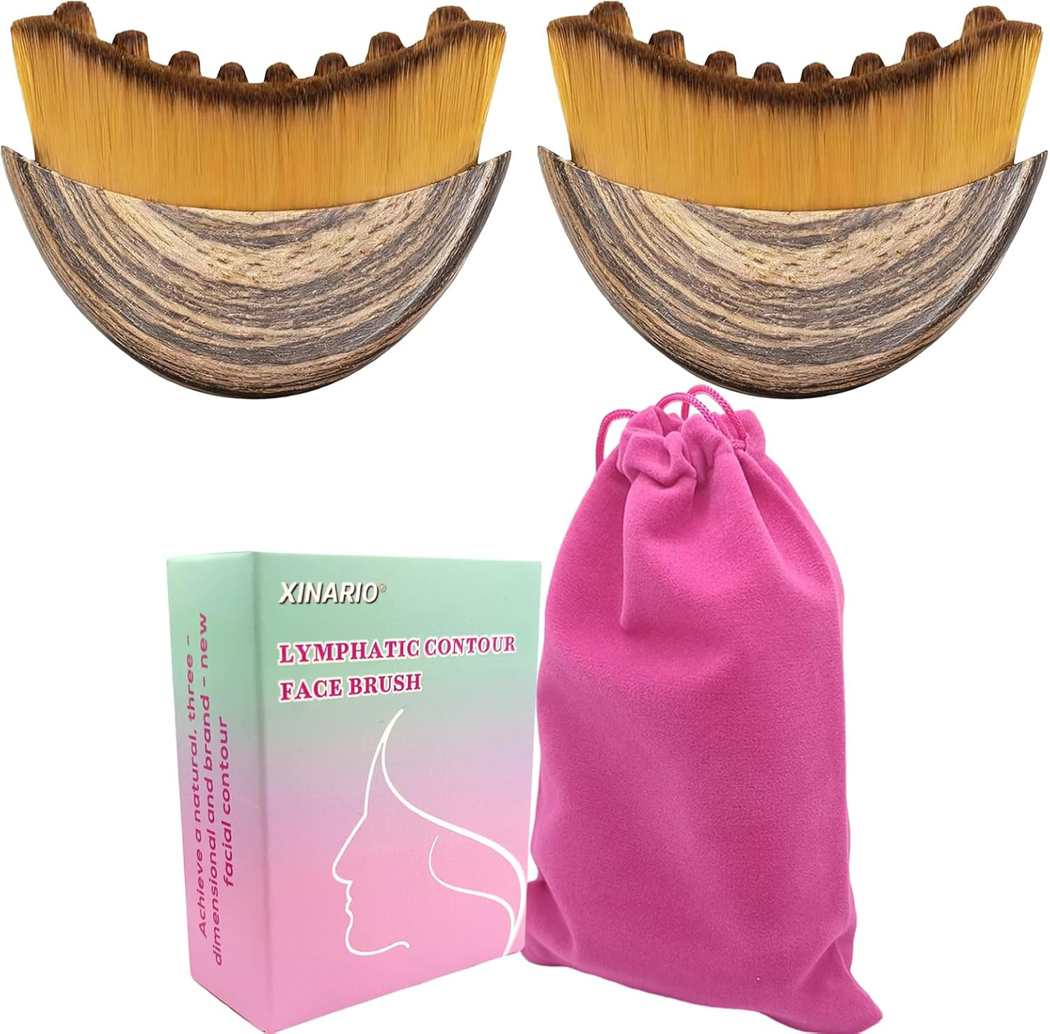 2PCS Lymphatic Contour Face Brush for Sculpting & De-Puffing | Manual lymphatic