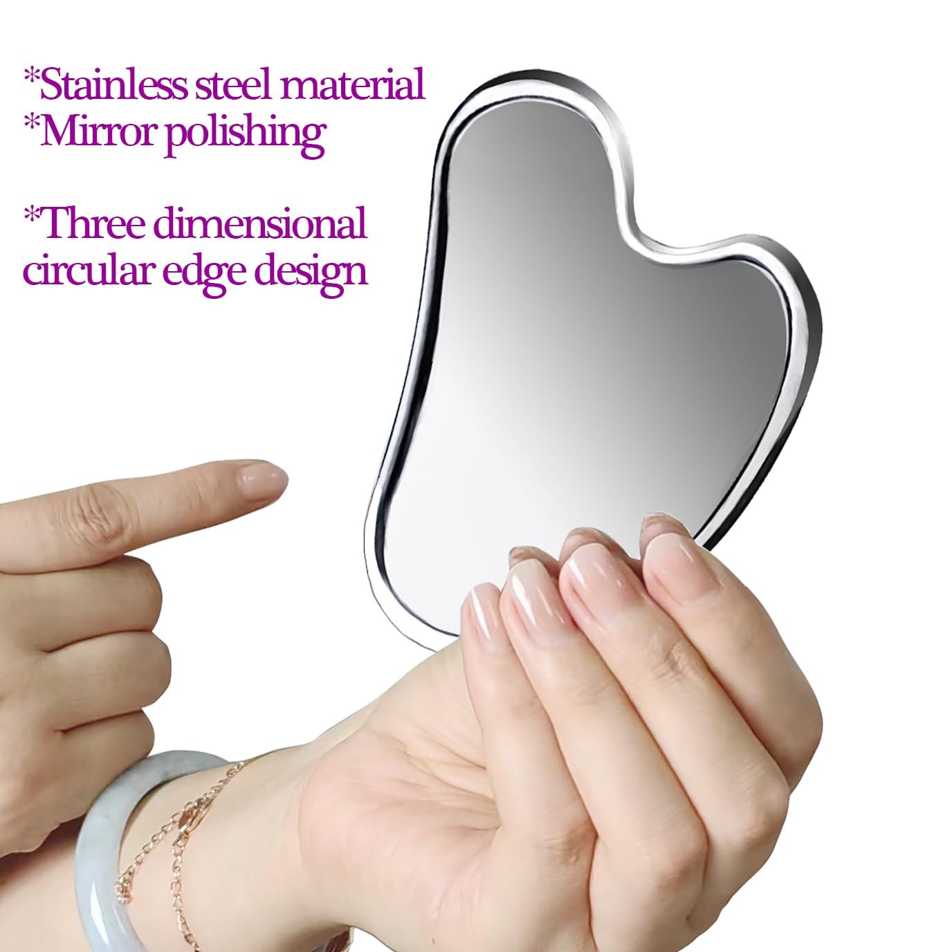 BYYDDIY Spherical Surface Stainless Steel Gua Sha Facial Tools, Metal Silver
