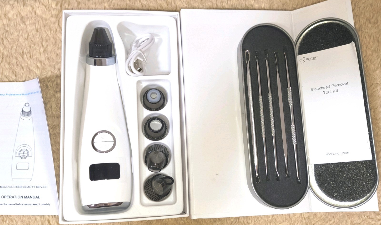 NIB/Unused Set of Both USB-Charged & Manual Blackhead Removing Devices/Tools