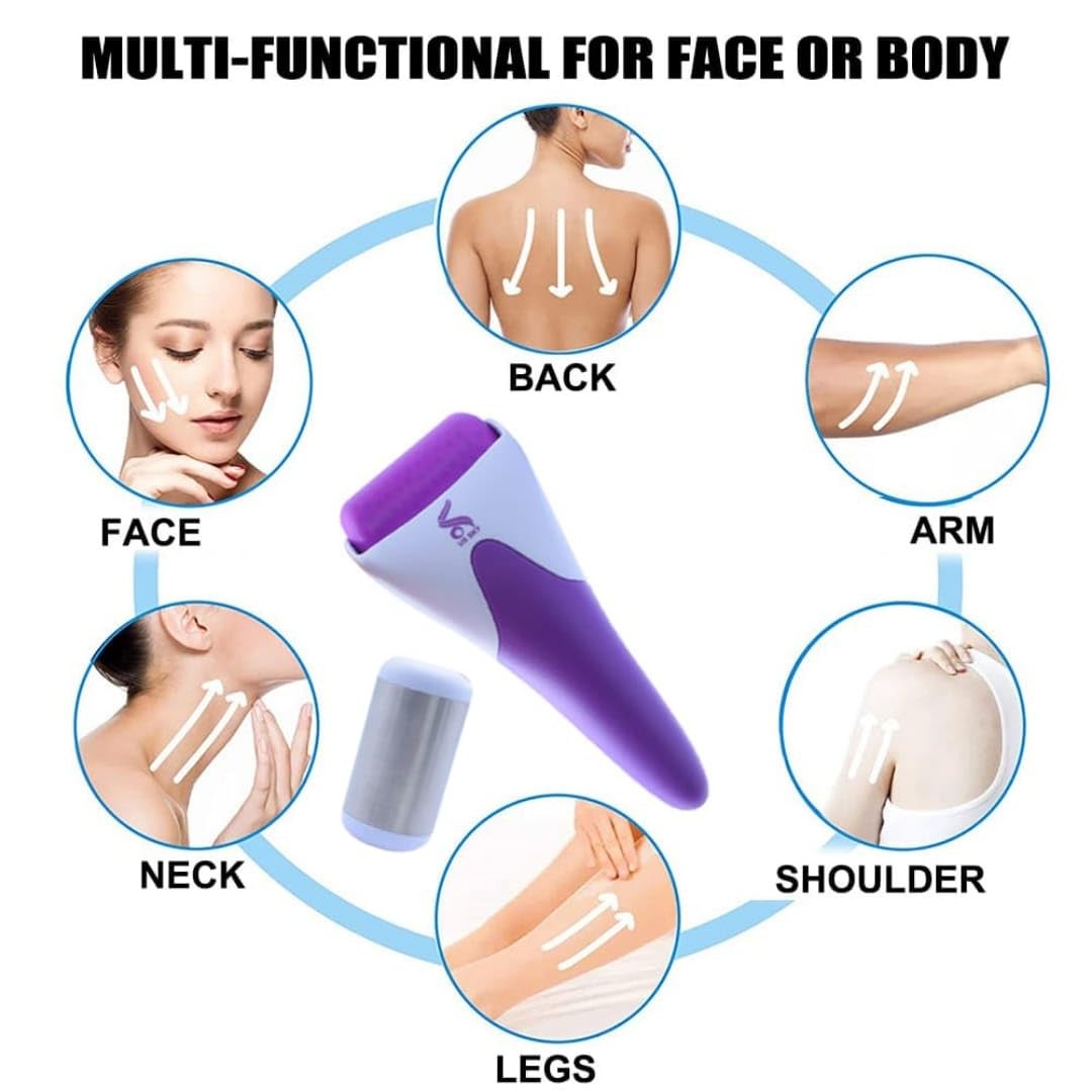 Facial Message Roller with extra steel head [Purple],Ice roller Small, Purple