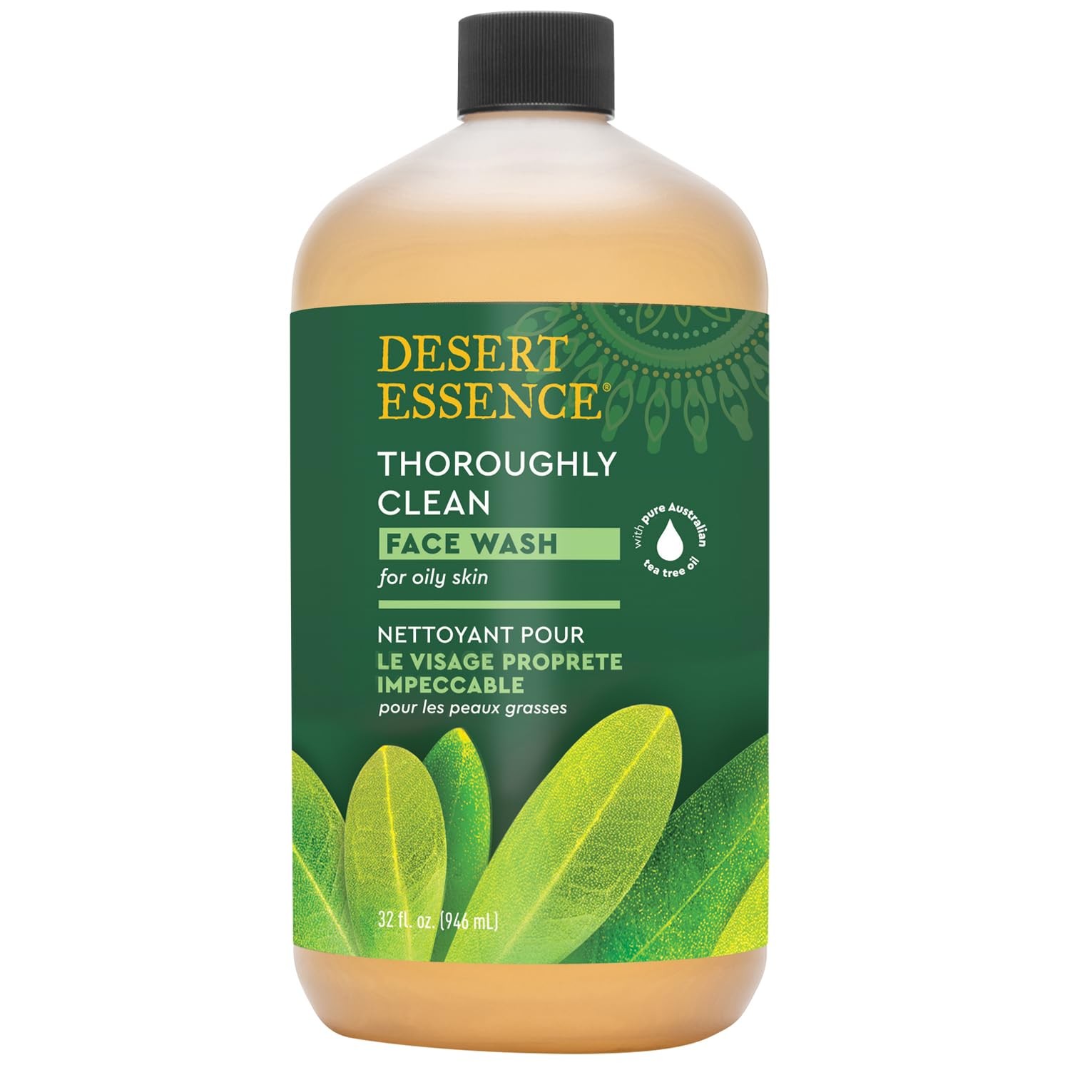 Desert Essence Tea Tree Face Wash 32 fl oz – 32 Fl Oz (Pack of 1), Clear