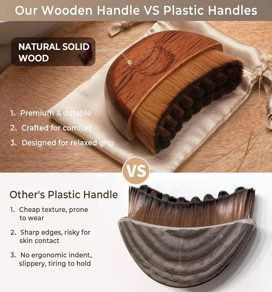 Lymphatic Contour Face Brush – Wooden Handle Face Brush for Lymphatic Drainage –