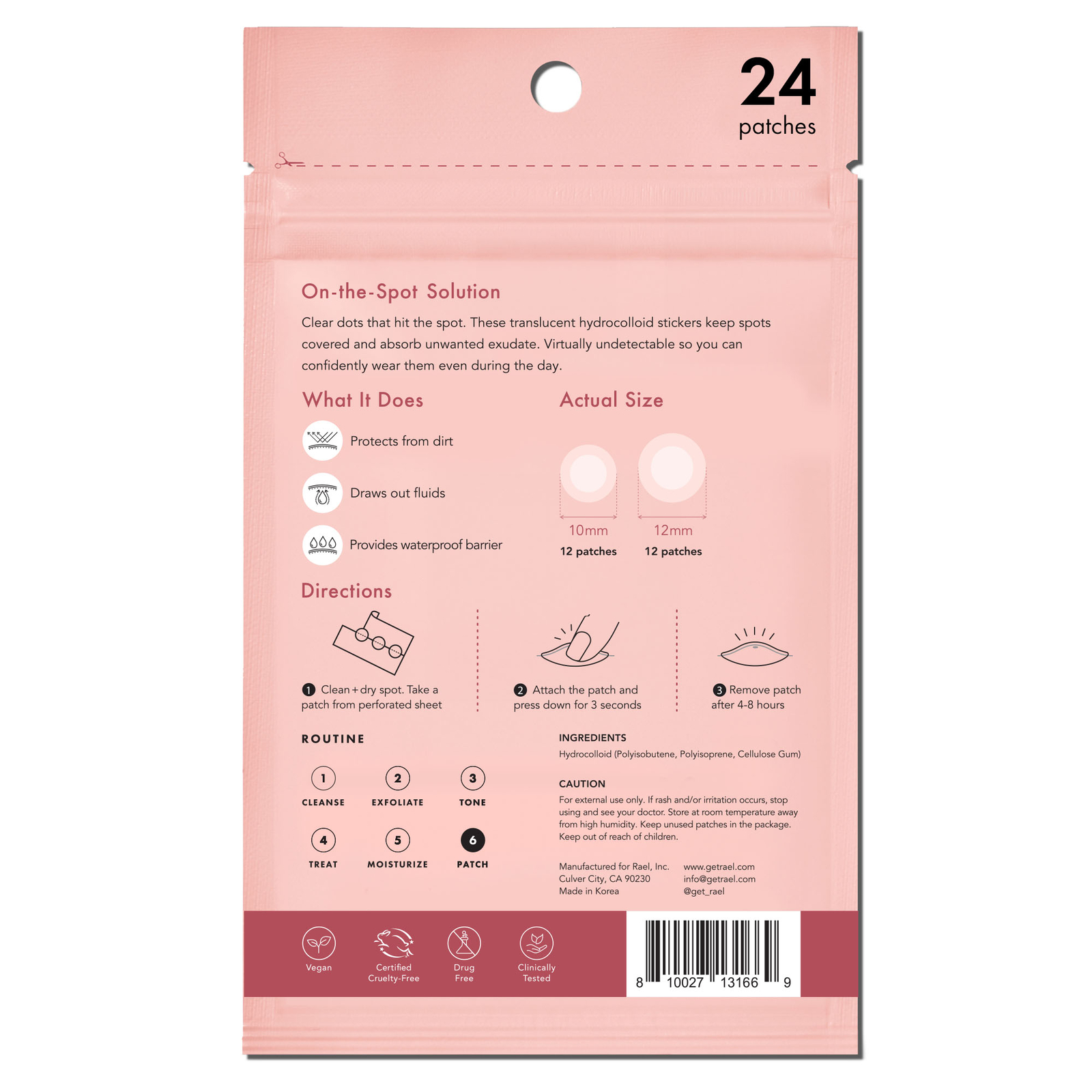 Rael Hydrocolloid Pimple Patches, Miracle Invisible Spot & Microcrystal Bundle