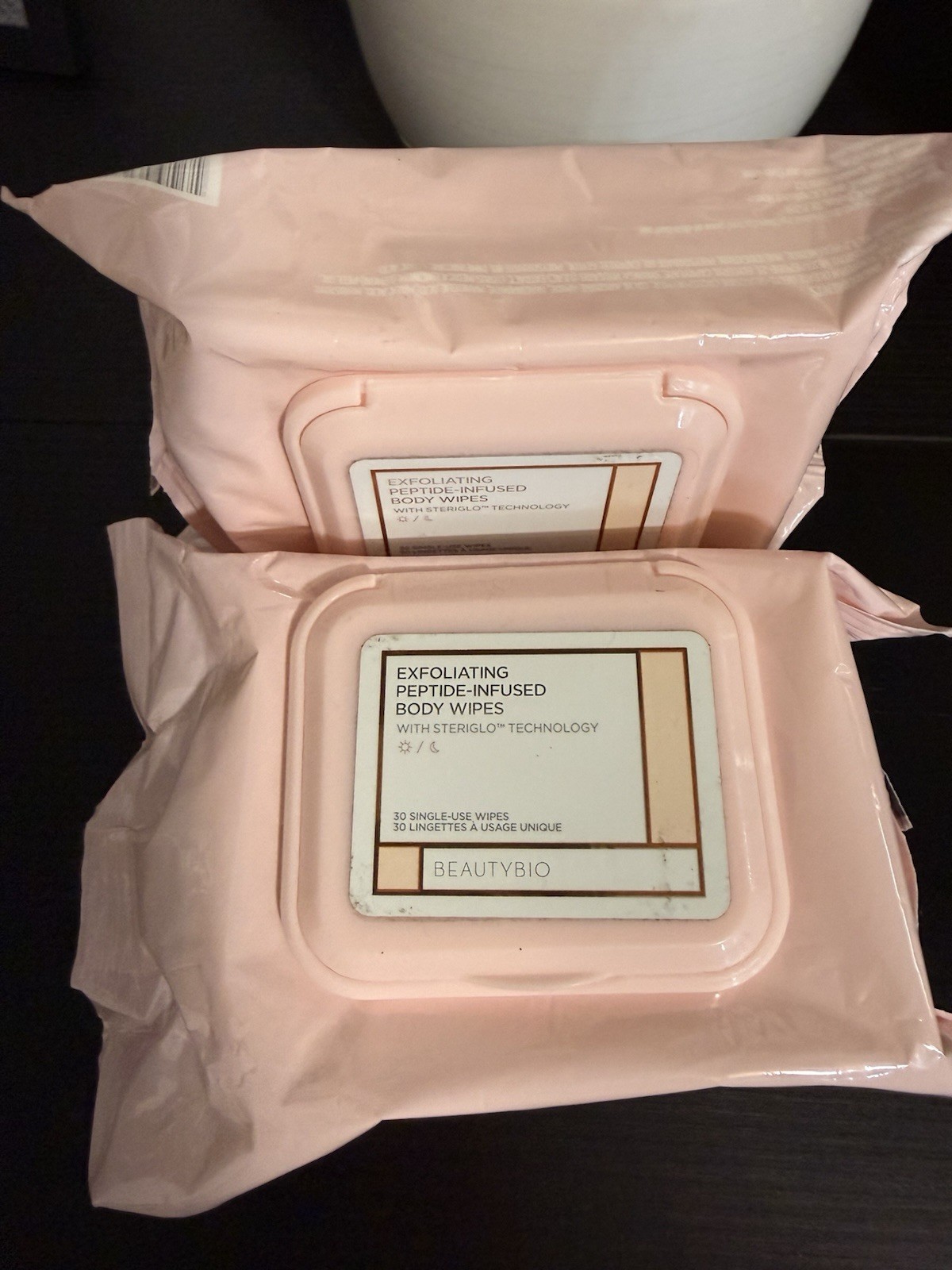 LOT of 2 Packages – BeautyBio GloPRO Exfoliating Body Wipes – 30 per box