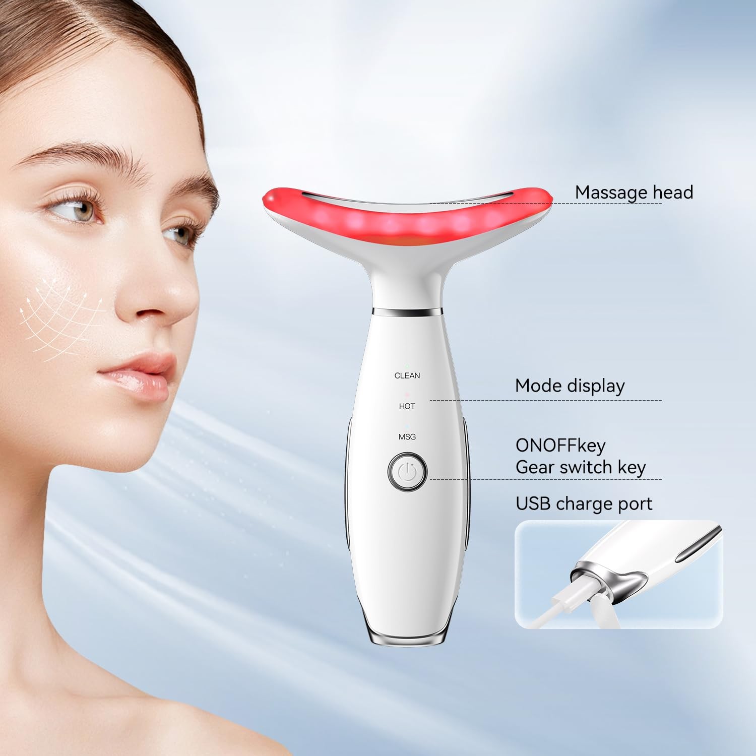3 in 1 Facial Massager, Electric Neck & Face Beauty Device Portable Skin Care