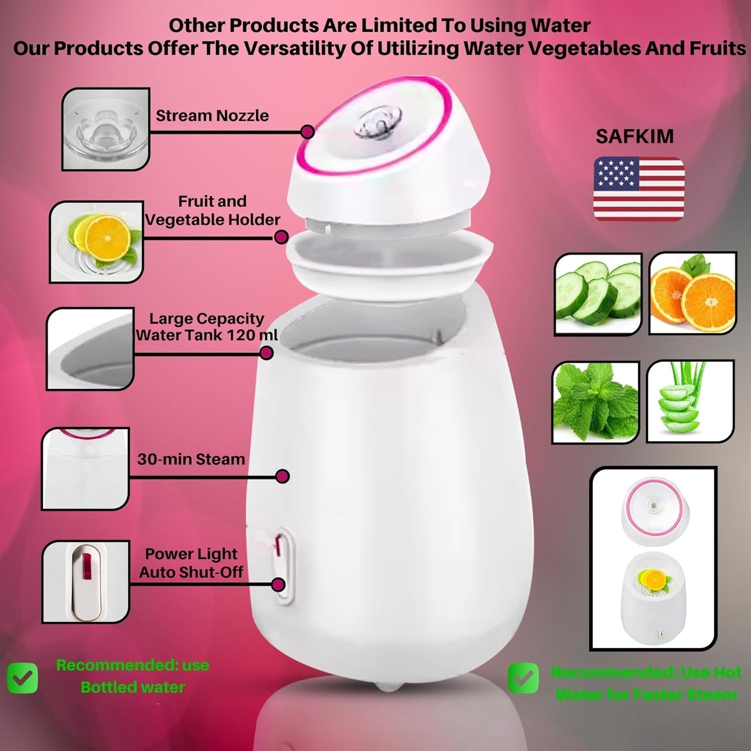 Complete Home Facial Steamer Spa Set with Jade Roller & Blackhead Tools