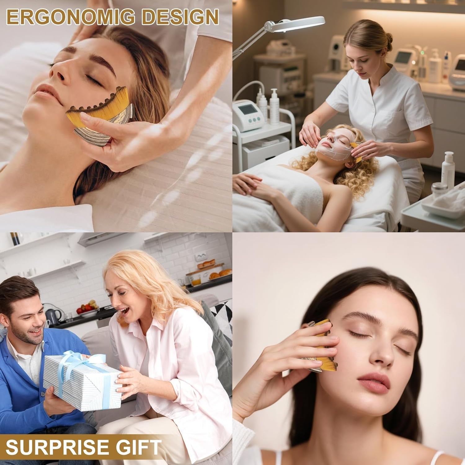 2 PCS Lymphatic Contour Face Brush, Lymphatic Drainage Massager, Ergonomic Face