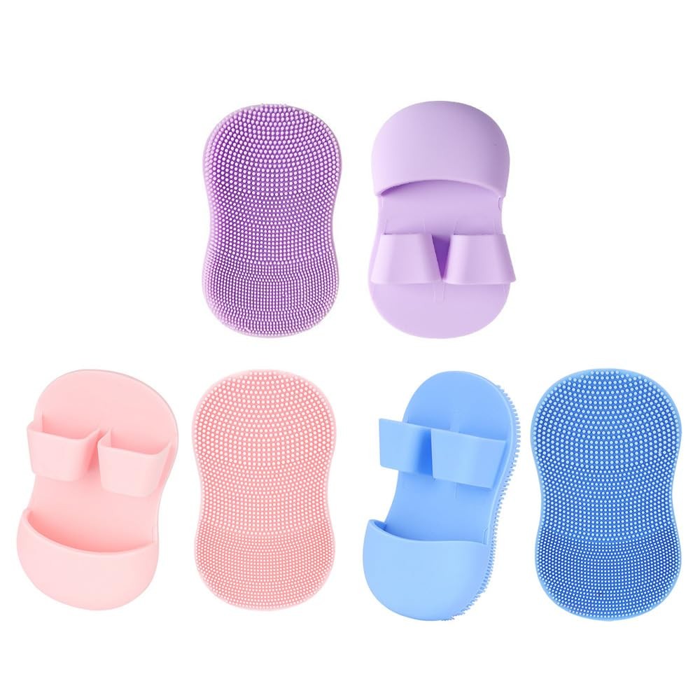 NentMent 6 Pack Face Scrubber Mini Facial Brush Silicone Blue+pink+purple