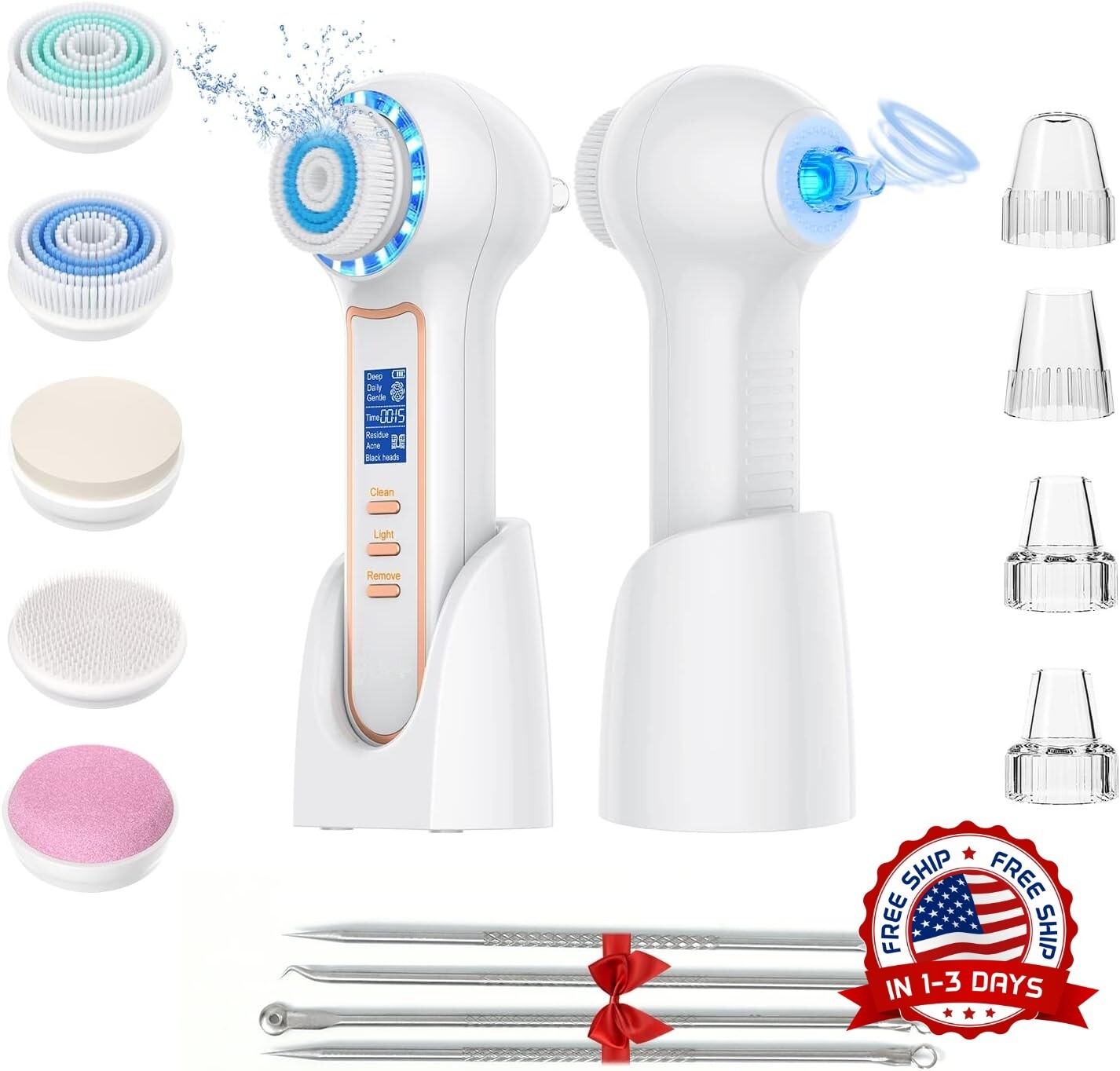 Cepillo de Limpieza Facial Eléctrico Vibrador Piel Limpiador Poros y Espinilla