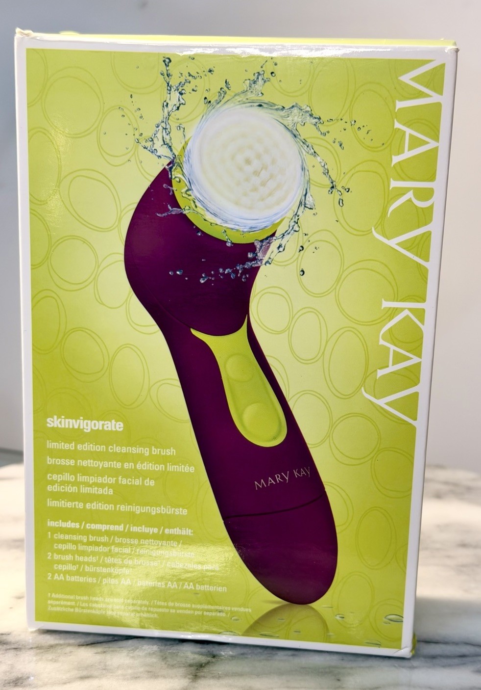 Mary Kay Skinvigorate Facial Cleansing Brush Limited Edition Purple With 2 Heads