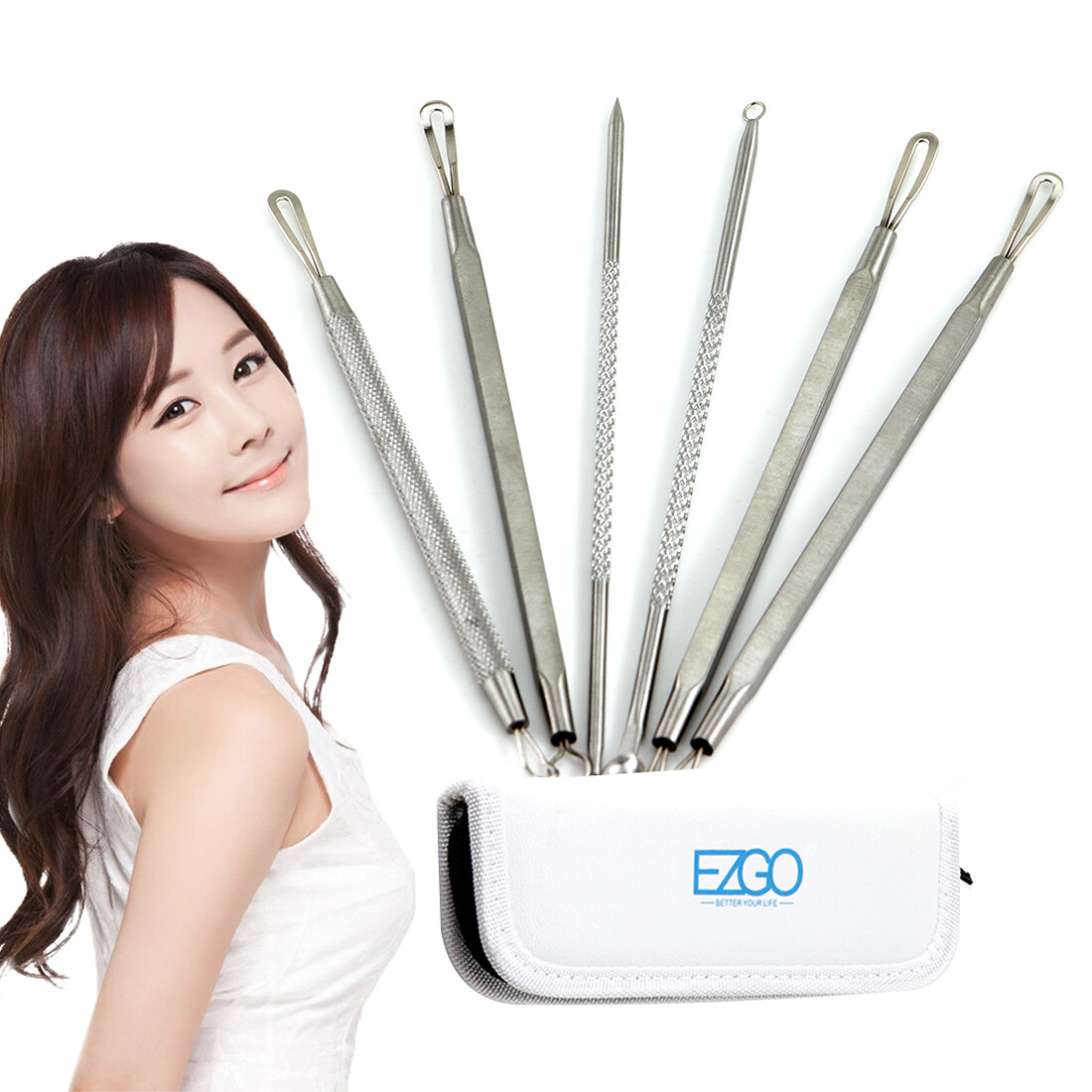 5pc Pimple Blackhead Remover Comedone Acne Spot Popper Blemish Extractor Kit