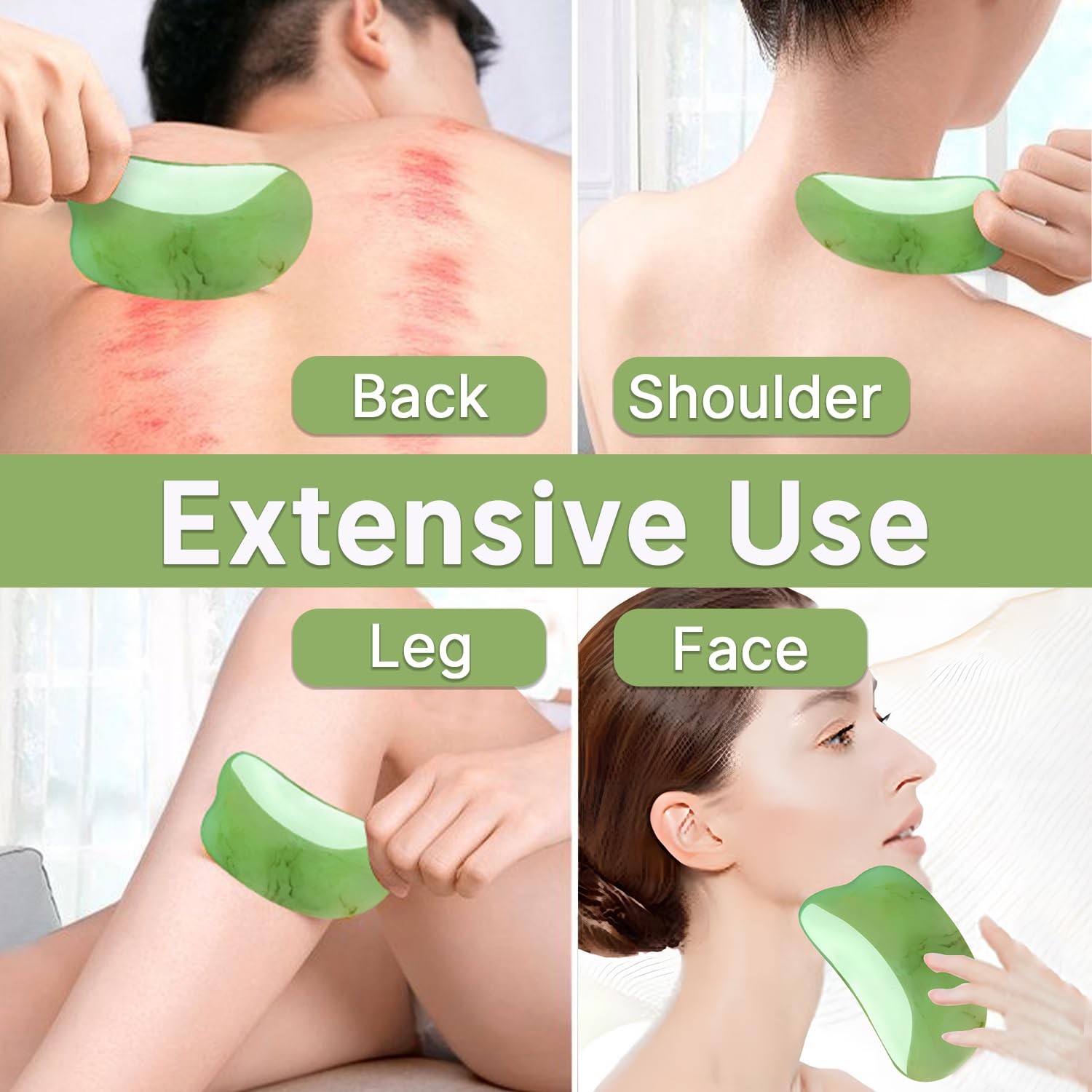 Qiifaiikooii Gua Sha Facial Tools for Skin Care, Decrease one size, Green