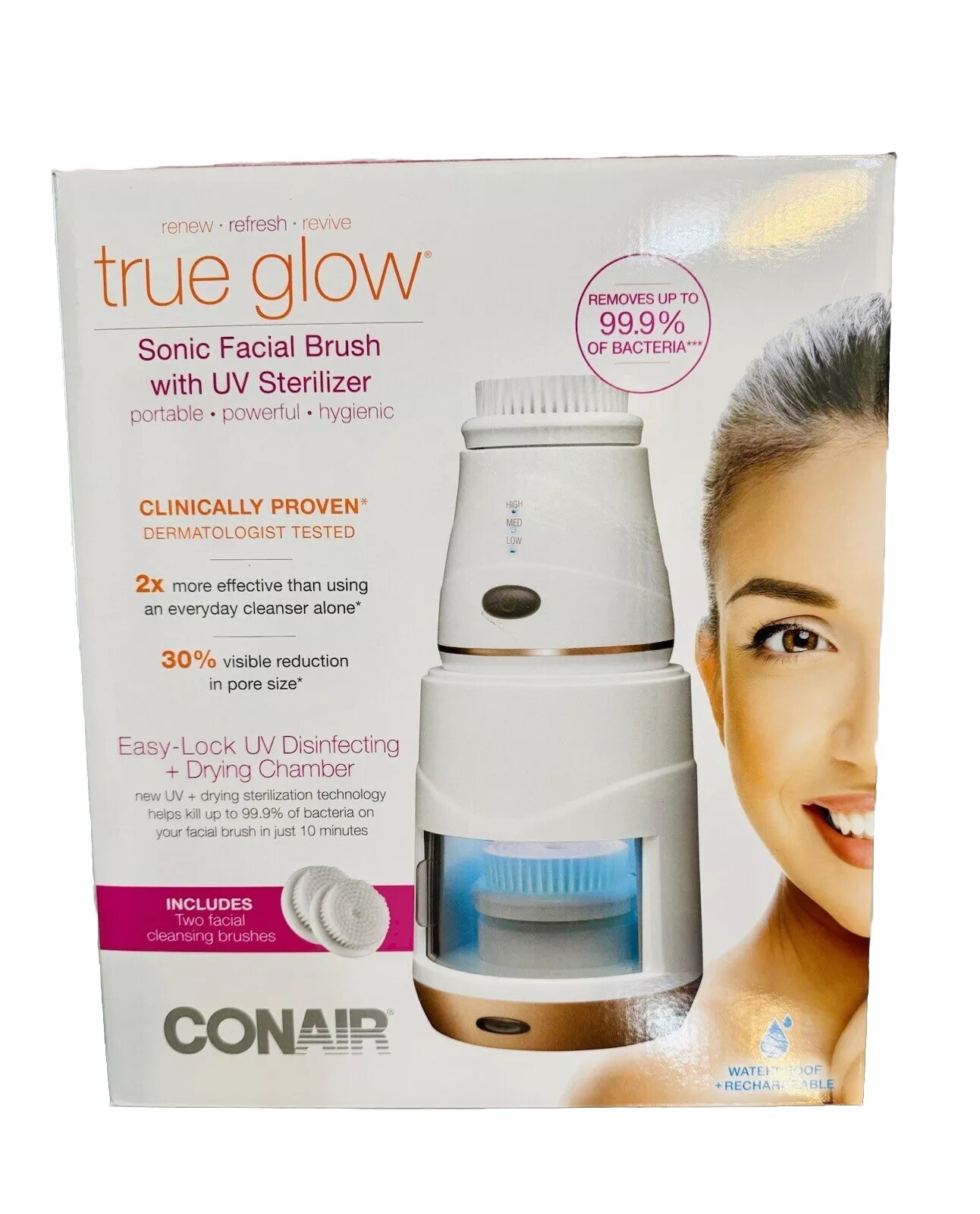 Conair True Glow Sonic Facial Brush With UV Sterilizer