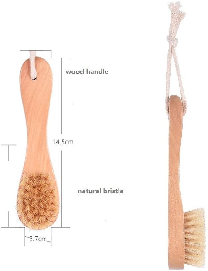 Natural Bristles Face Cleaning Brush Exfoliating Skin Care Pack of 2