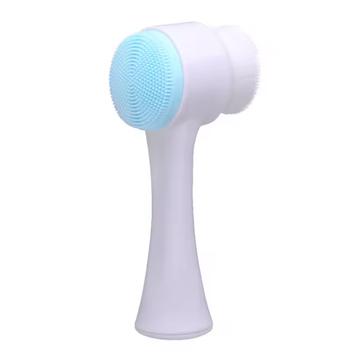 Dual Sided Facial Cleansing Brush Silicone Fiber Deep Cleaning Exfoliating