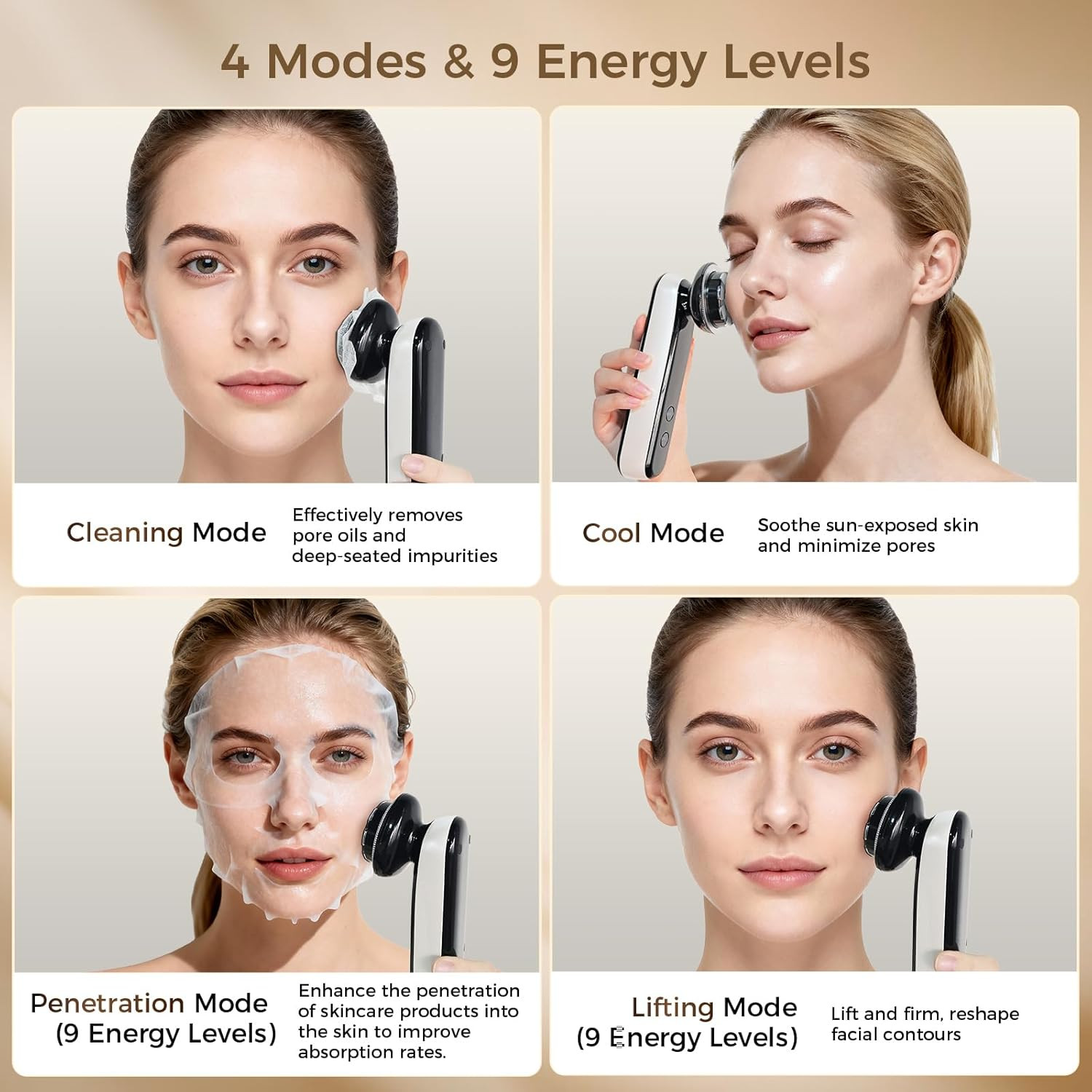 Microcurrent Facial Device with Red Light Therapy, Cooling Skin Tightening Devic