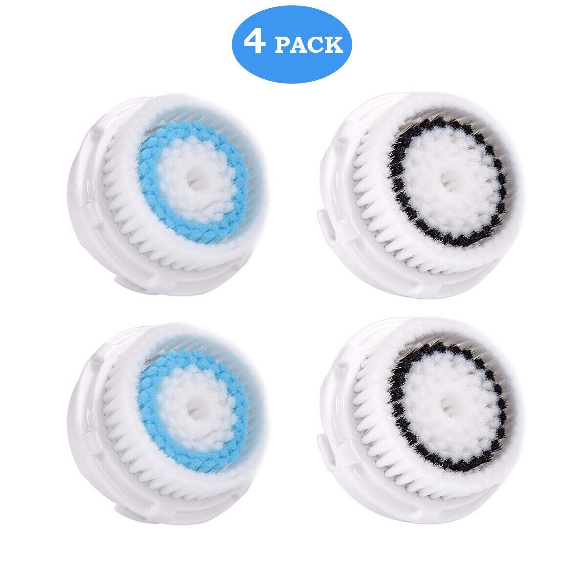 2 Deep Clean+2 Sensitive Facial Brush Head Replacements For Clarisonic Mia 1,2,3