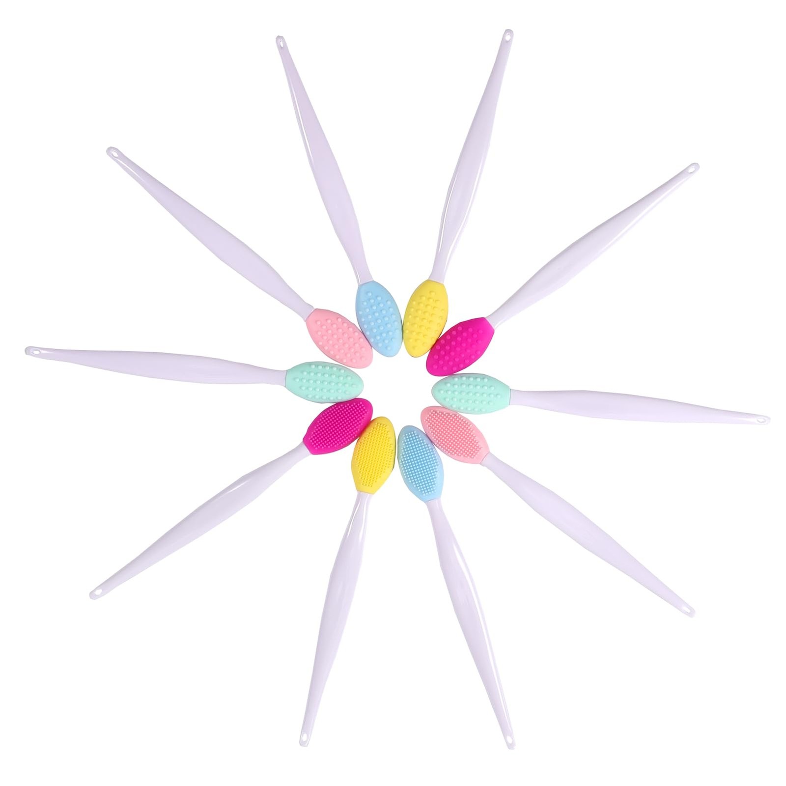 10pcs Silicone Scrub Lip Brush, Double Green, Pink, Rose Red, Yellow, Blue