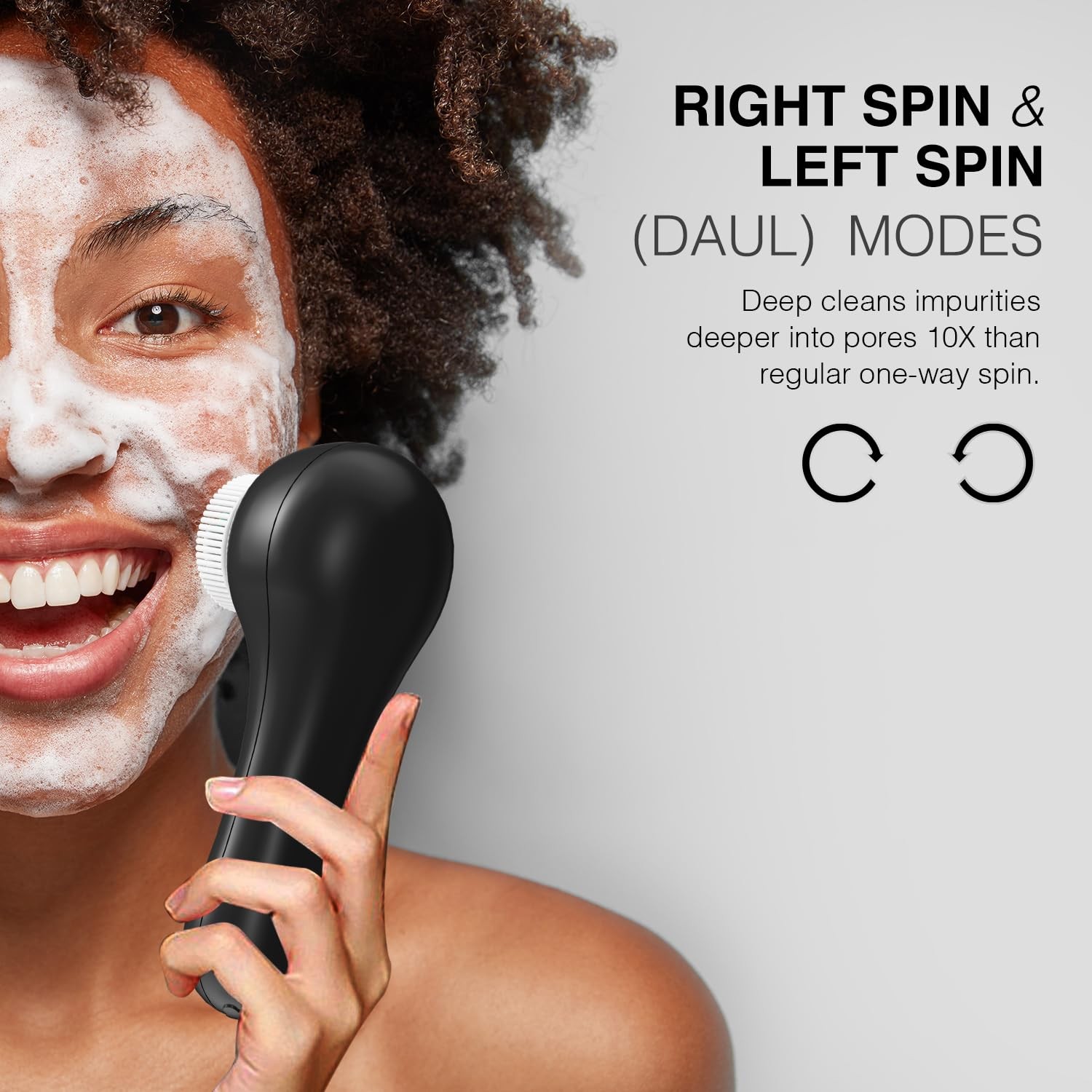 UMICKOO Electric Facial Cleansing Brush, 2-Way Rotating Face Black Color