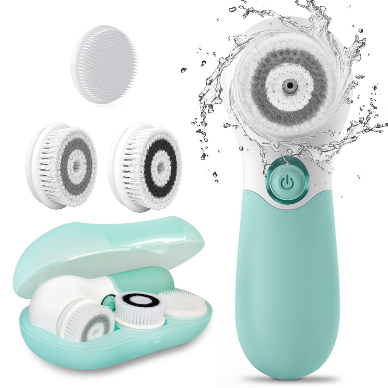 Cepillo limpiador facial exfoliante resistente al agua y giratorio para mujer