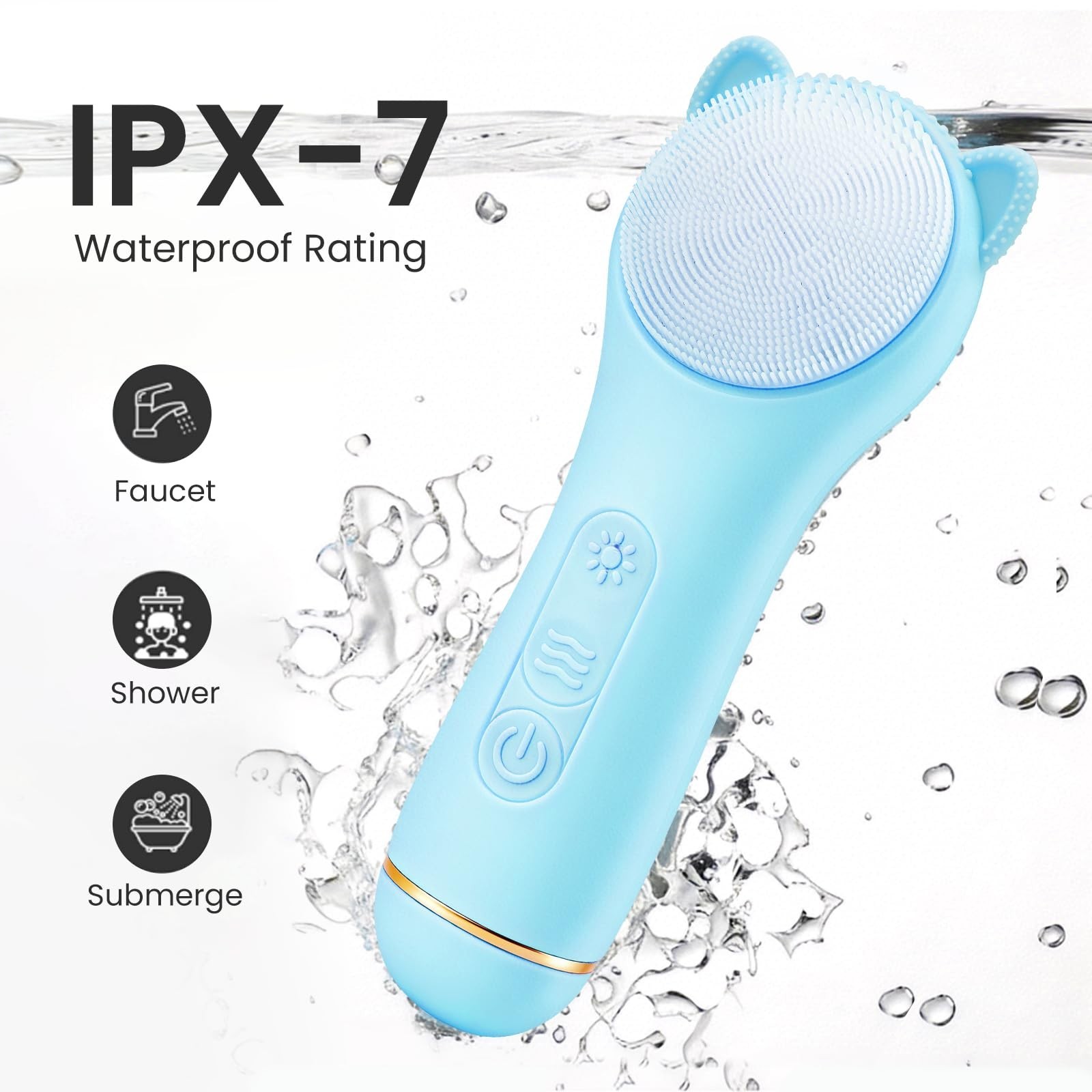 Rechargeable Silicone Face Scrubber Brush – Waterproof Exfoliator with LED Light