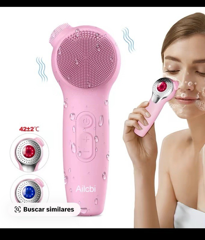 Ailcbi Pink Silicone Electric Facial Brush Rechargeable Waterproof 6Hr