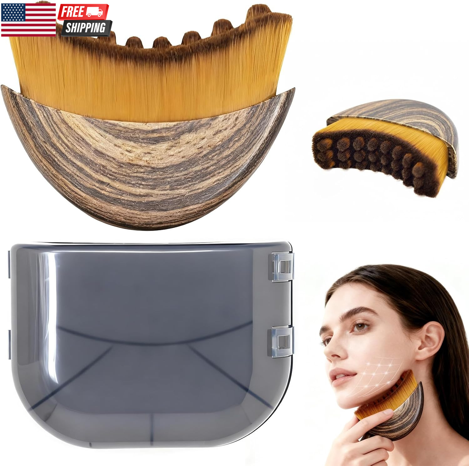 Lymphatic Contour Face Brush, Manual Lymphatic Drainage Massager, Natural Makeup