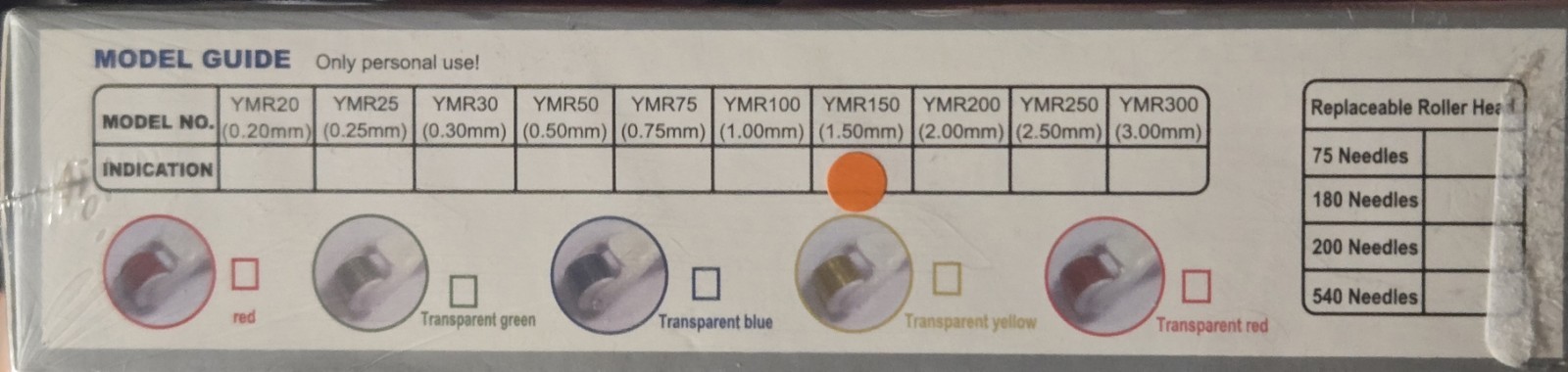 YMR Skin Maintenance Mirconeedle Nurse System, Derma Roller, 1.50mm