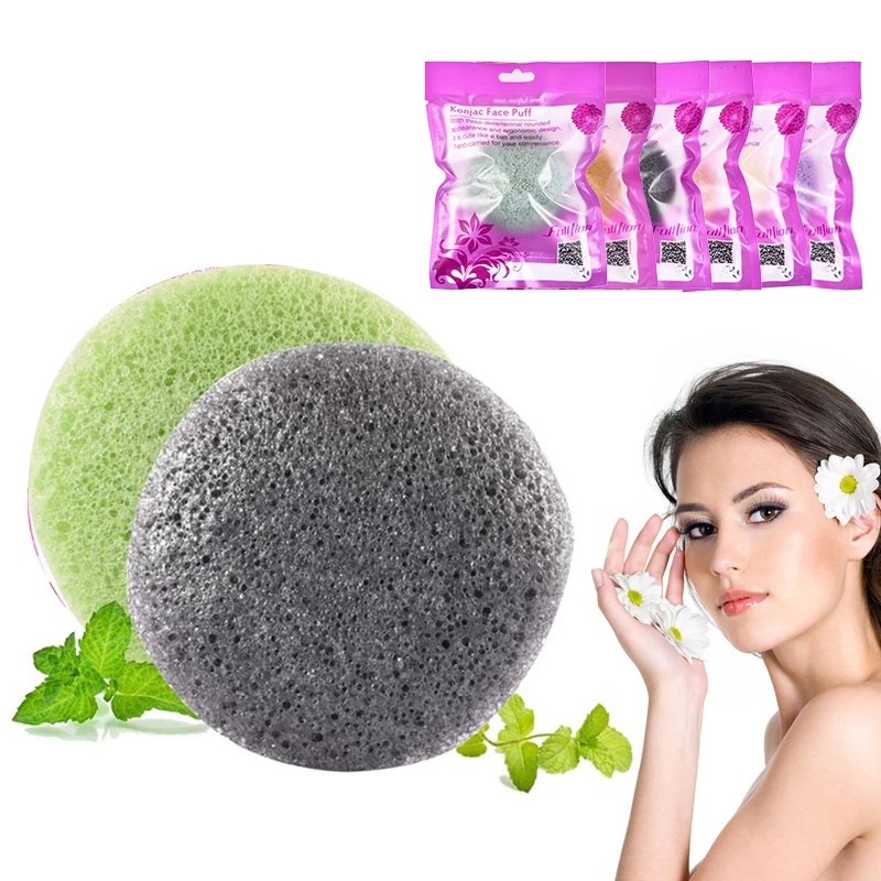 Konjac Facial Cleansing Sponge Natural Exfoliating Face Wash Puff Deep Pore Clea