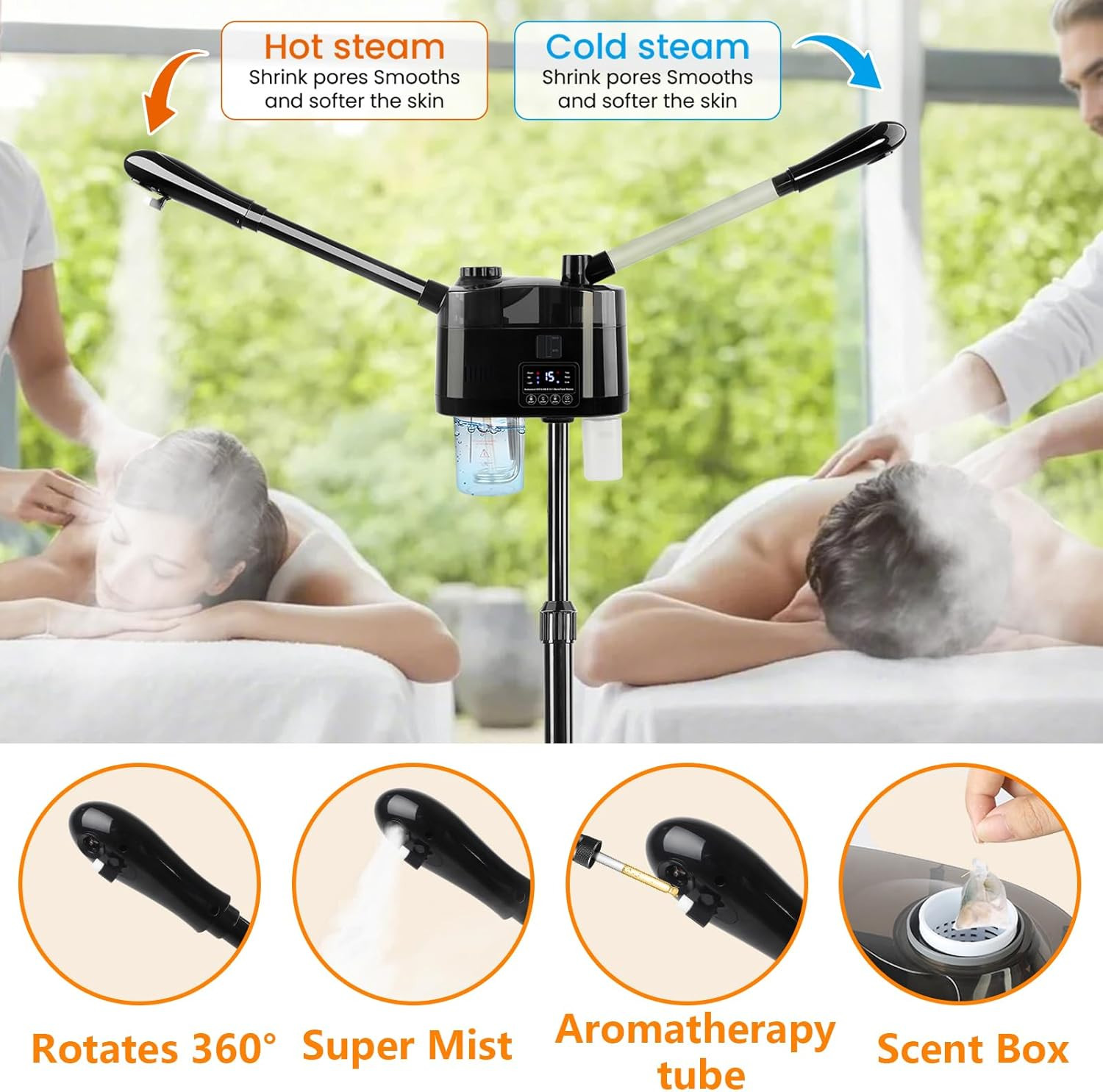 Professional Facial Steamer with Ozone and Hot & Cold Mist, Esthetician Steamer