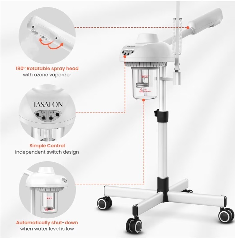 TASALON 2-in-1 Professional Facial Steamer with 5X Magnifying Lamp, Esthetician