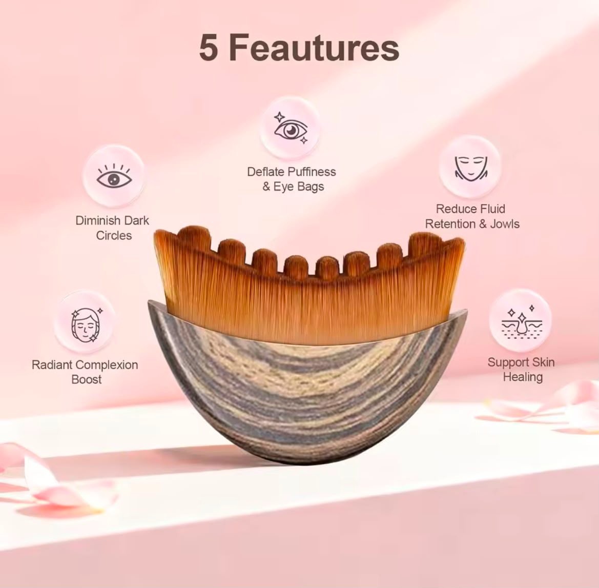Facial Lymphatic Contour Brush Dry Face Massage Jawline Chin Sculpting Tool Lift