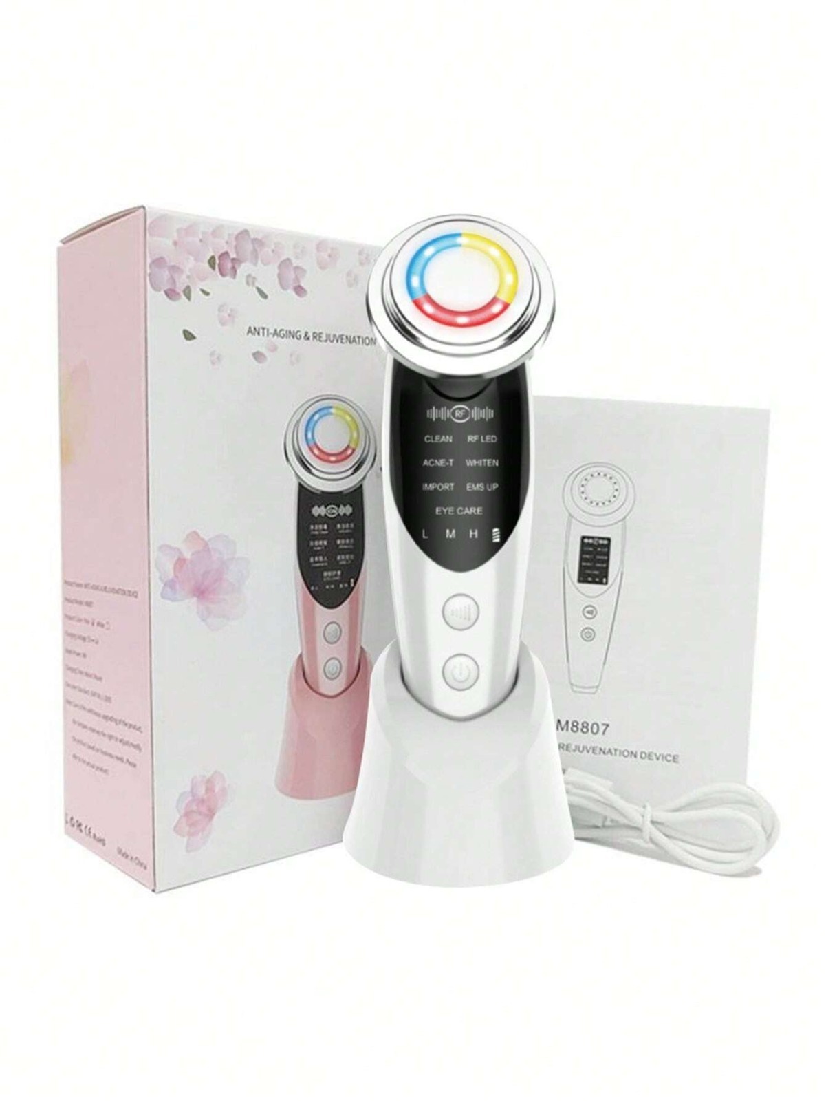 Hot Cold Facial Beauty Massager USB Rechargeable LED Display Skin Care Tool